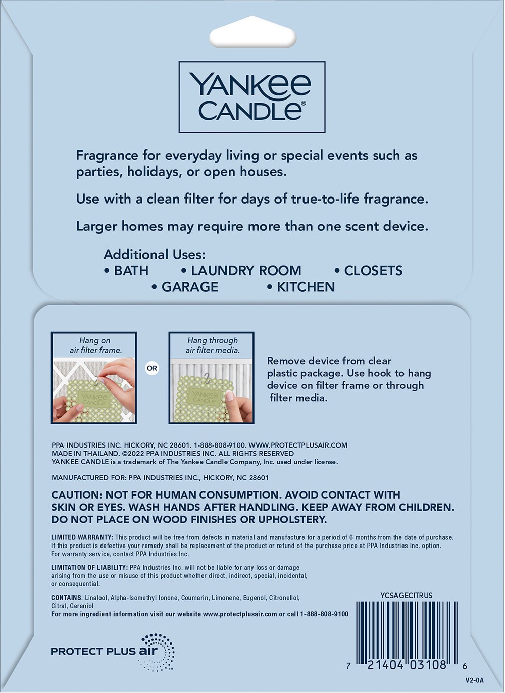 slide 2 of 4, Yankee Candle Whole Home - Sage Citrus Air filter freshener, 1 ct