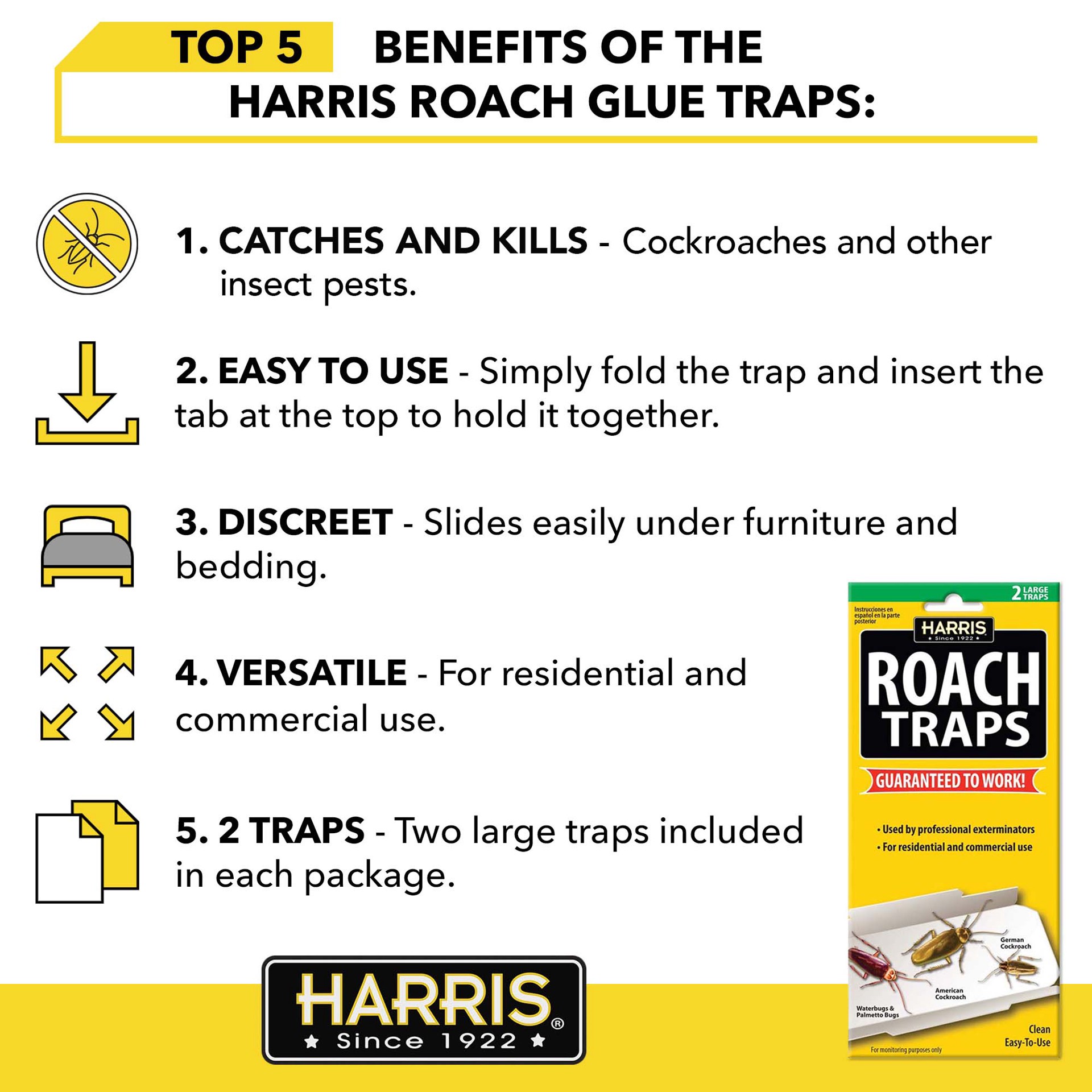 slide 3 of 6, Harris Easy-To-Use Roach Indoor Glue Cartridge Insect Trap 2 -Pack, 1 ct