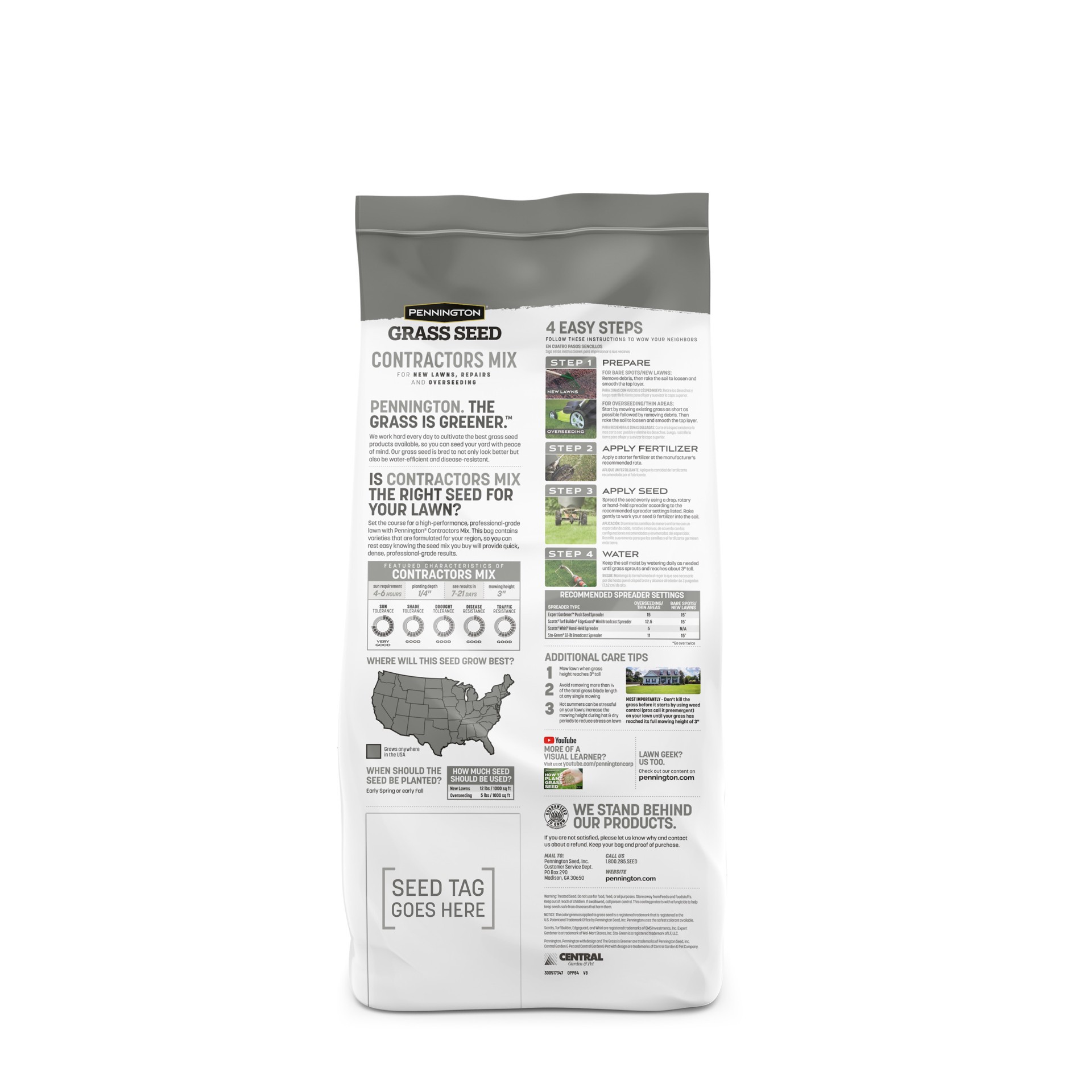 slide 5 of 6, Pennington Contractor's Mix Central 7-lb Mixture/Blend Grass Seed, 1 ct