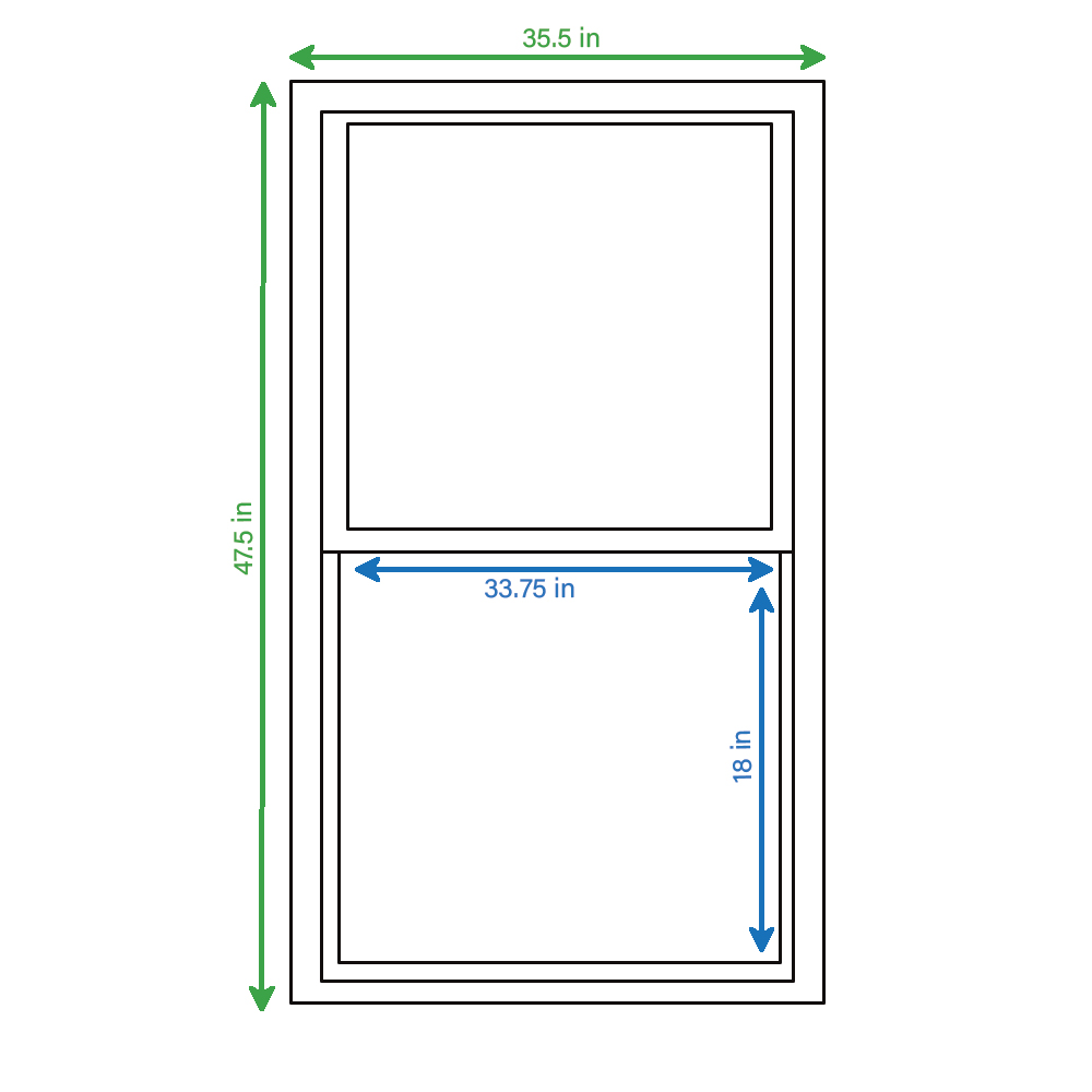 slide 2 of 6, RELIABILT 46000 Series 35-1/2-in x 47-1/2-in White Exterior Aluminum New Construction Single Hung Window Low-E Double Pane Glass (Half Screen Included), 1 ct