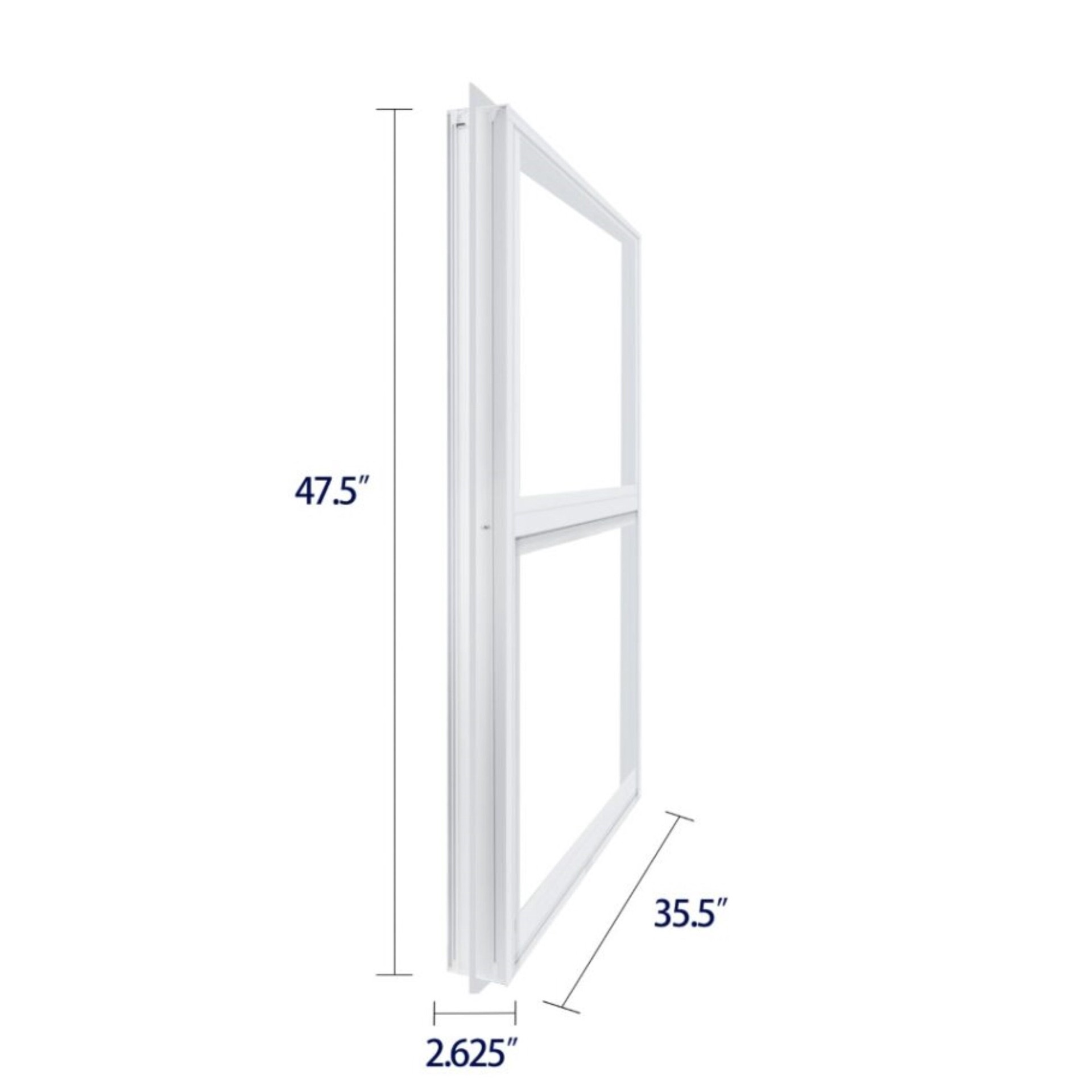 slide 6 of 6, RELIABILT 46000 Series 35-1/2-in x 47-1/2-in White Exterior Aluminum New Construction Single Hung Window Low-E Double Pane Glass (Half Screen Included), 1 ct