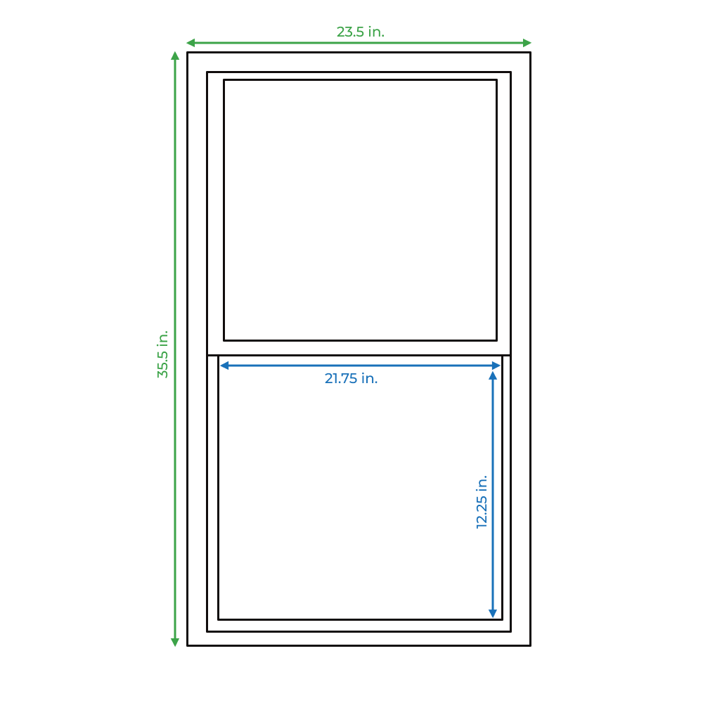 slide 4 of 6, RELIABILT 46000 Series 23-1/2-in x 35-1/2-in White Exterior Aluminum New Construction Single Hung Window Low-E Double Pane Glass (Half Screen Included), 1 ct