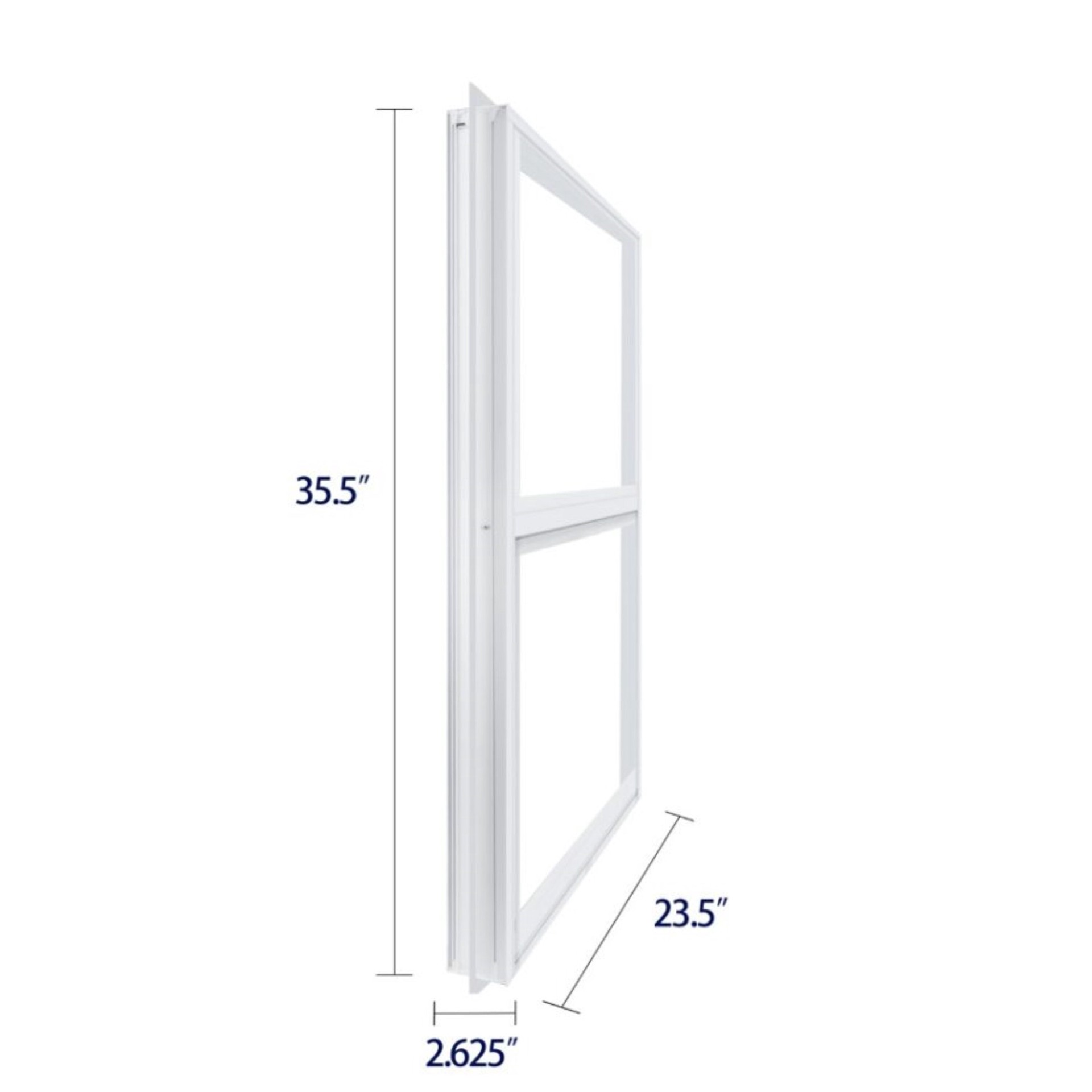 slide 6 of 6, RELIABILT 46000 Series 23-1/2-in x 35-1/2-in White Exterior Aluminum New Construction Single Hung Window Low-E Double Pane Glass (Half Screen Included), 1 ct