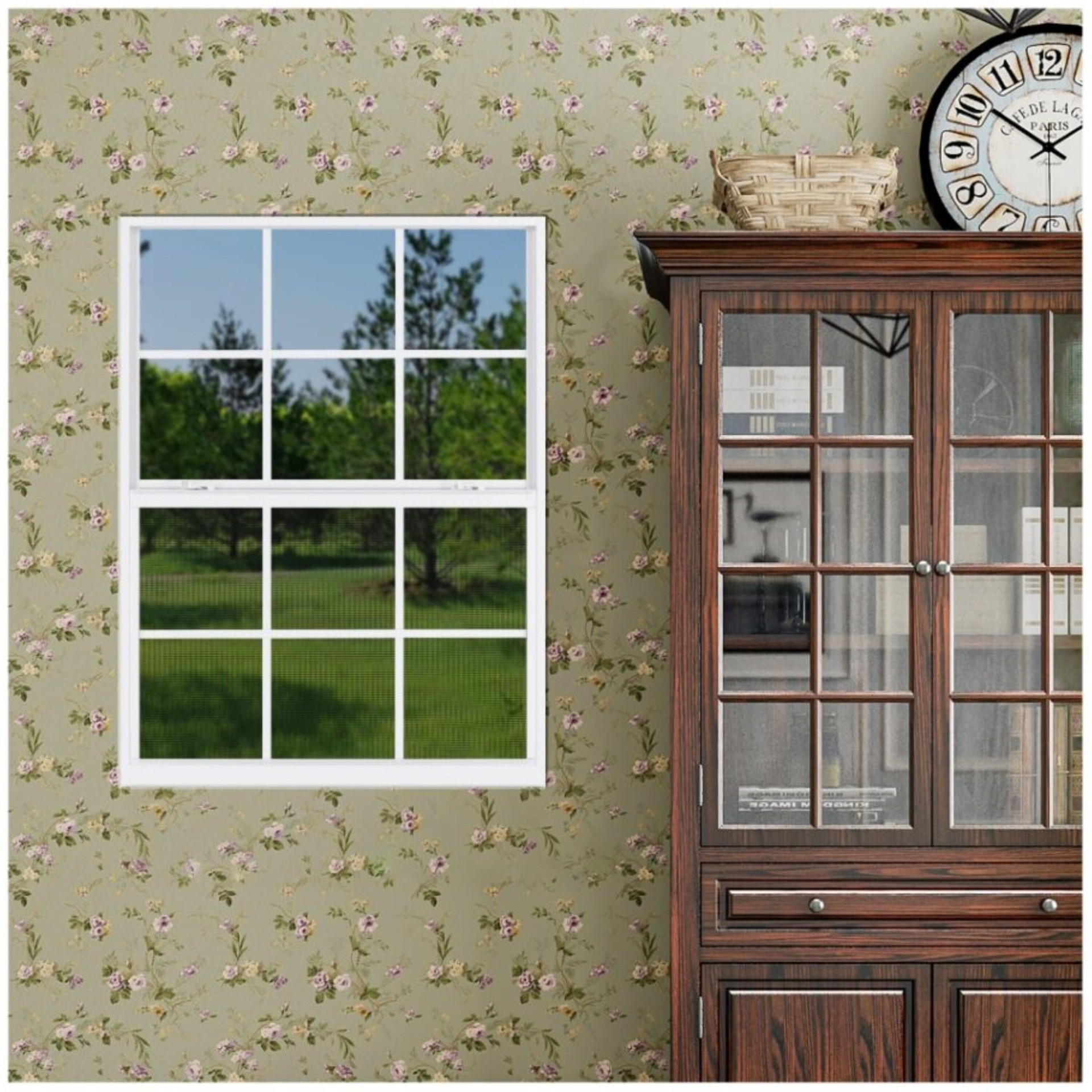 slide 5 of 6, RELIABILT 46000 Series 35-1/2-in x 47-1/2-in White Exterior Aluminum New Construction Single Hung Window Low-E Double Pane Glass with Grids, (Half Screen Included), 1 ct