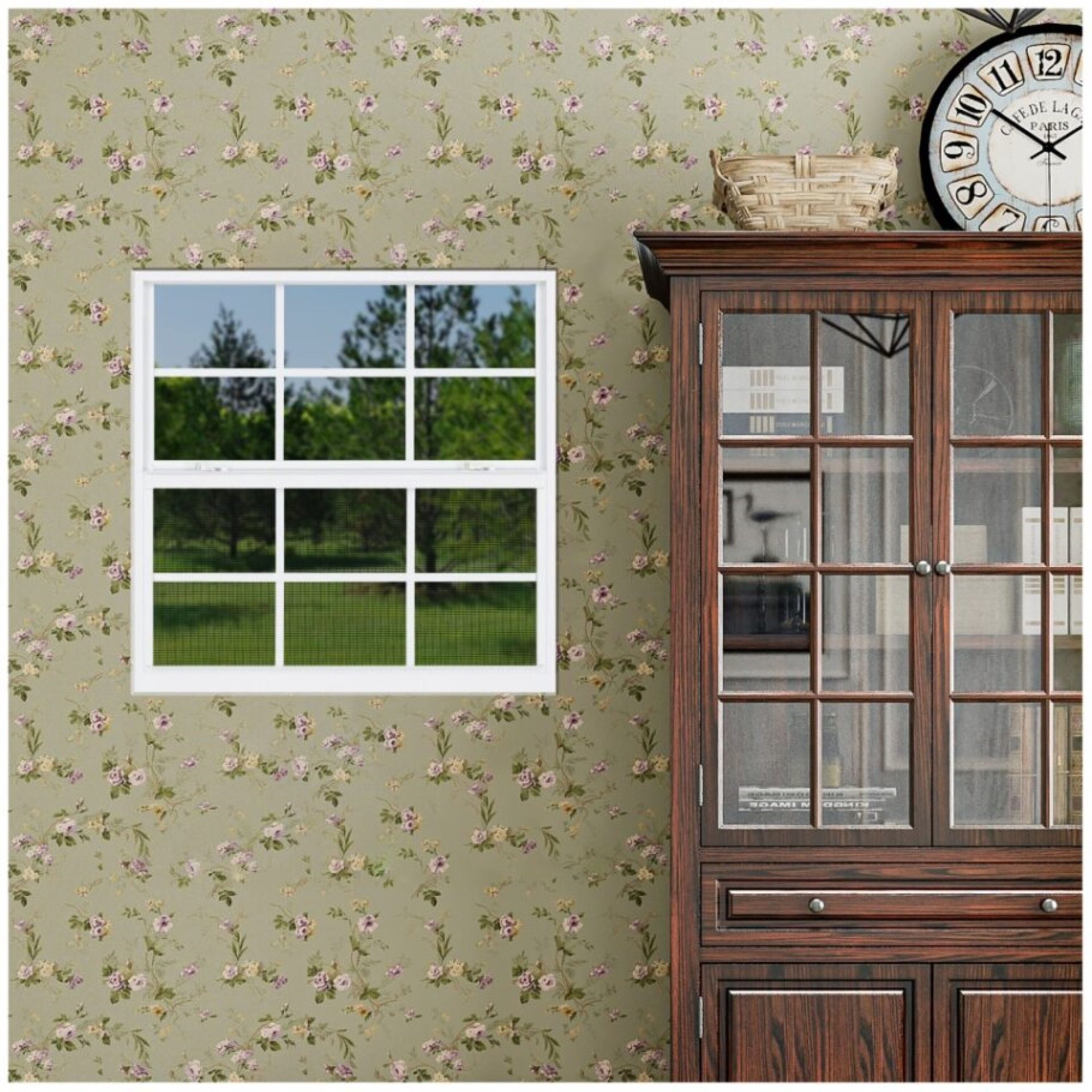 slide 5 of 6, RELIABILT 46000 Series 35-1/2-in x 35-1/2-in White Exterior Aluminum New Construction Single Hung Window Low-E Double Pane Glass with Grids, (Half Screen Included), 1 ct