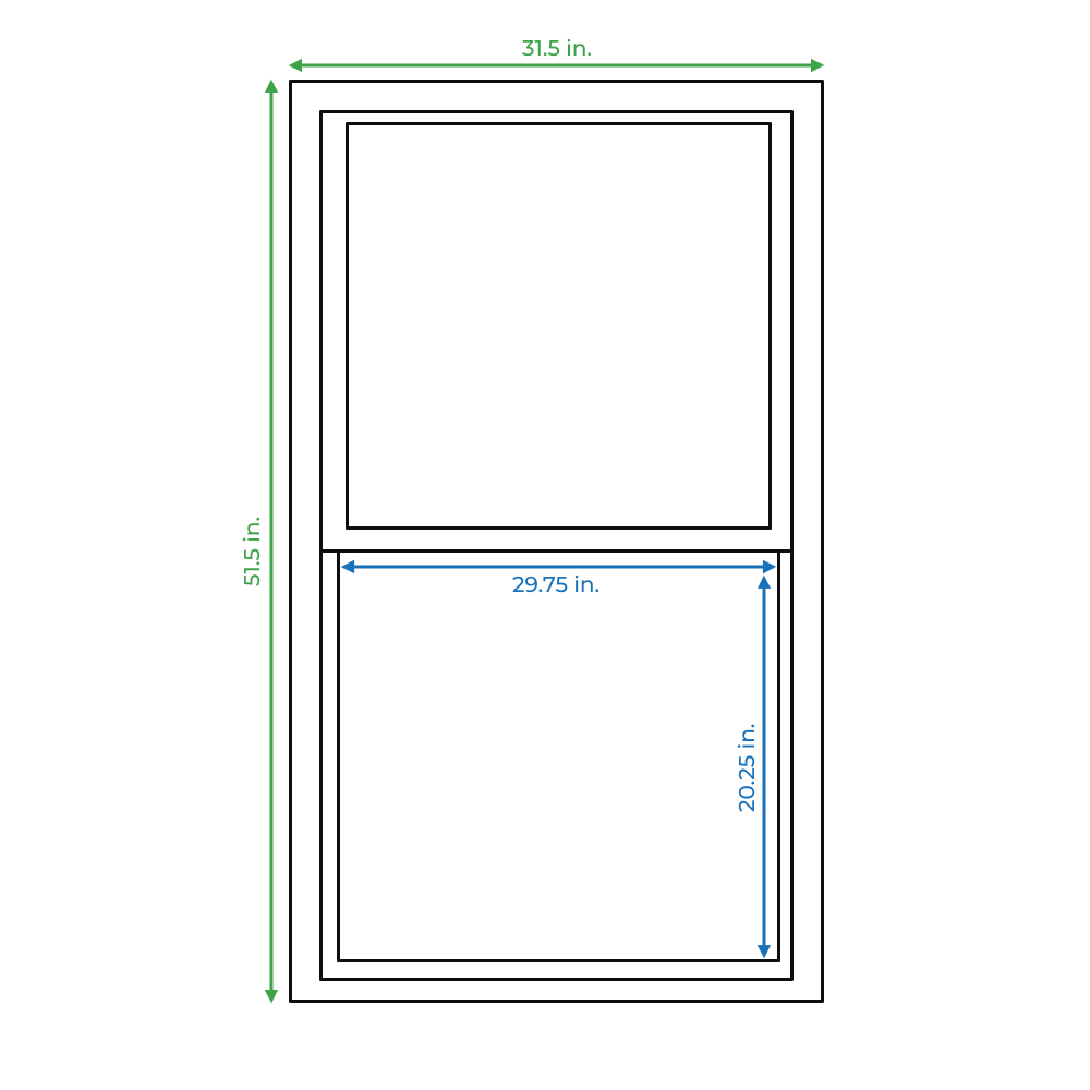 slide 4 of 6, RELIABILT 46000 Series 31-1/2-in x 51-1/2-in White Exterior Aluminum New Construction Single Hung Window Low-E Double Pane Glass (Half Screen Included), 1 ct