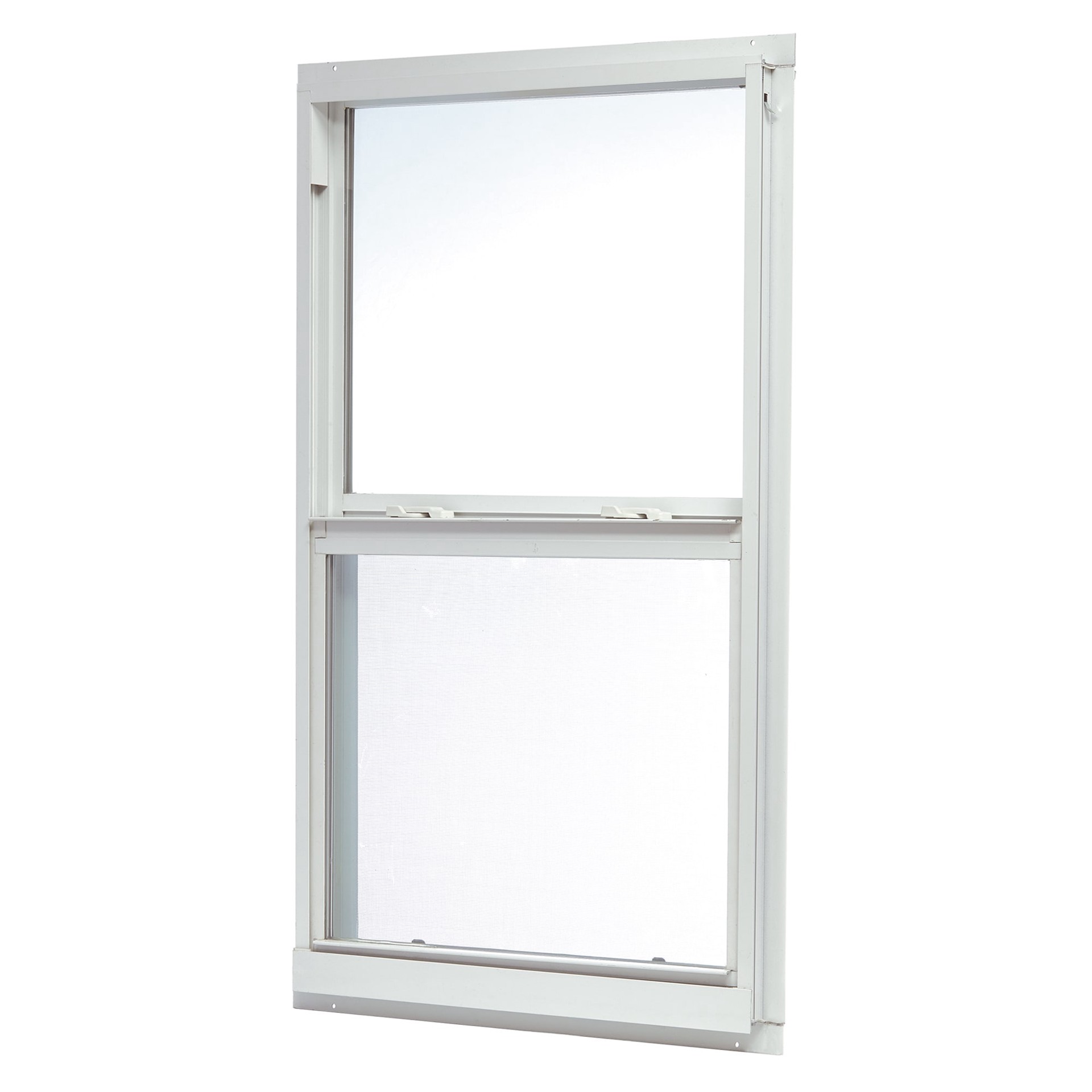 slide 1 of 6, RELIABILT 46000 Series 35-1/2-in x 51-1/2-in White Exterior Aluminum New Construction Single Hung Window Low-E Double Pane Glass (Half Screen Included), 1 ct
