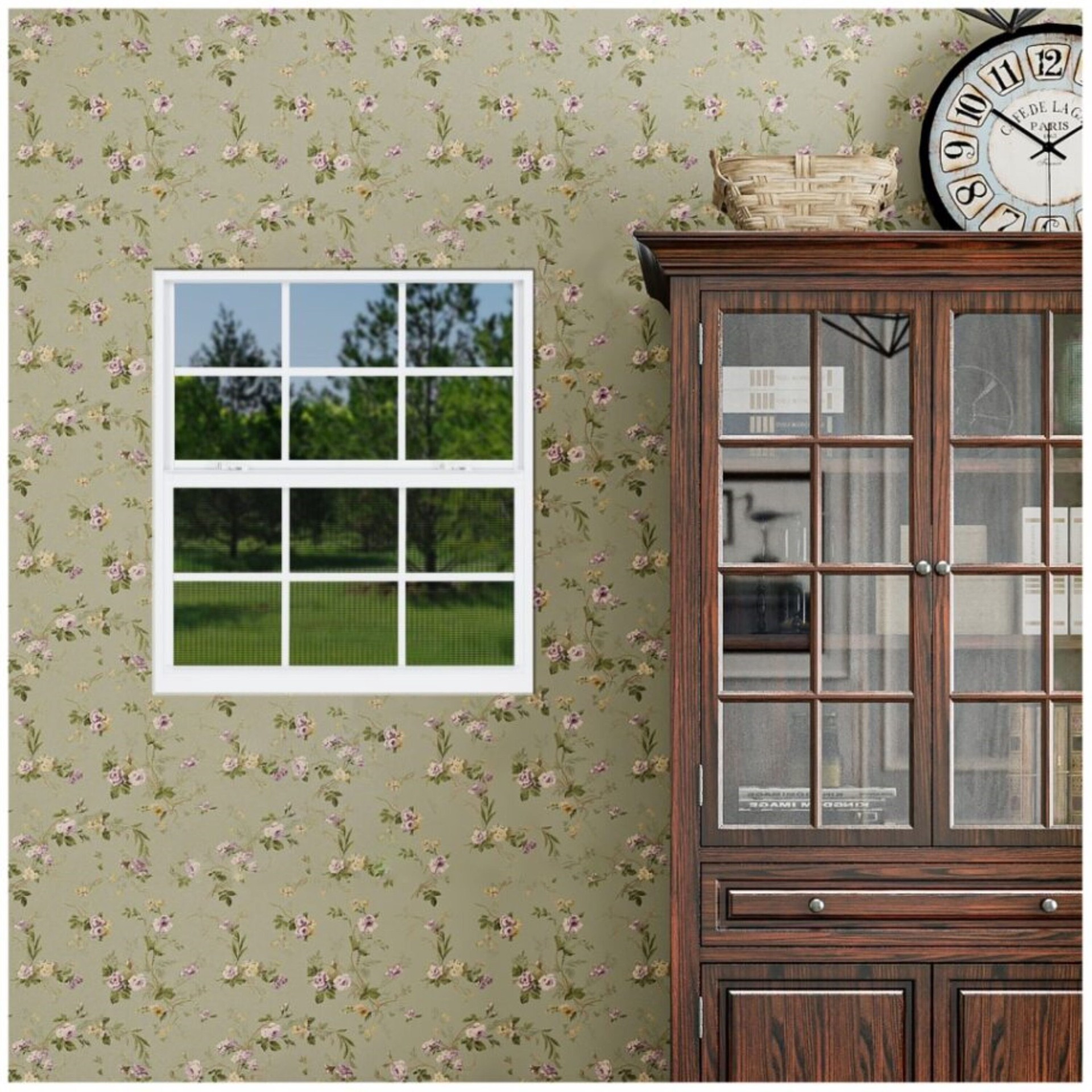 slide 4 of 6, RELIABILT 46000 Series 31-1/2-in x 35-1/2-in White Exterior Aluminum New Construction Single Hung Window Low-E Double Pane Glass with Grids, (Half Screen Included), 1 ct