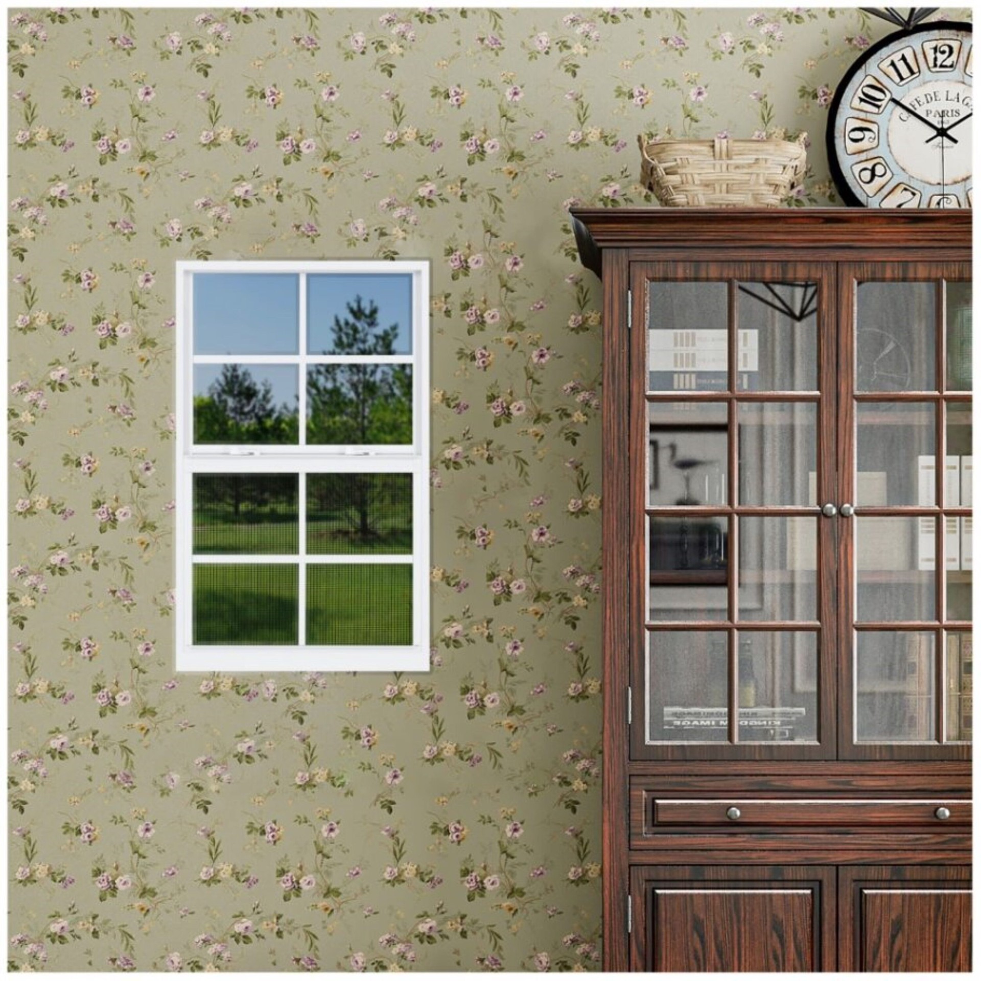 slide 5 of 6, RELIABILT 46000 Series 23-1/2-in x 35-1/2-in White Exterior Aluminum New Construction Single Hung Window Low-E Double Pane Glass with Grids, (Half Screen Included), 1 ct