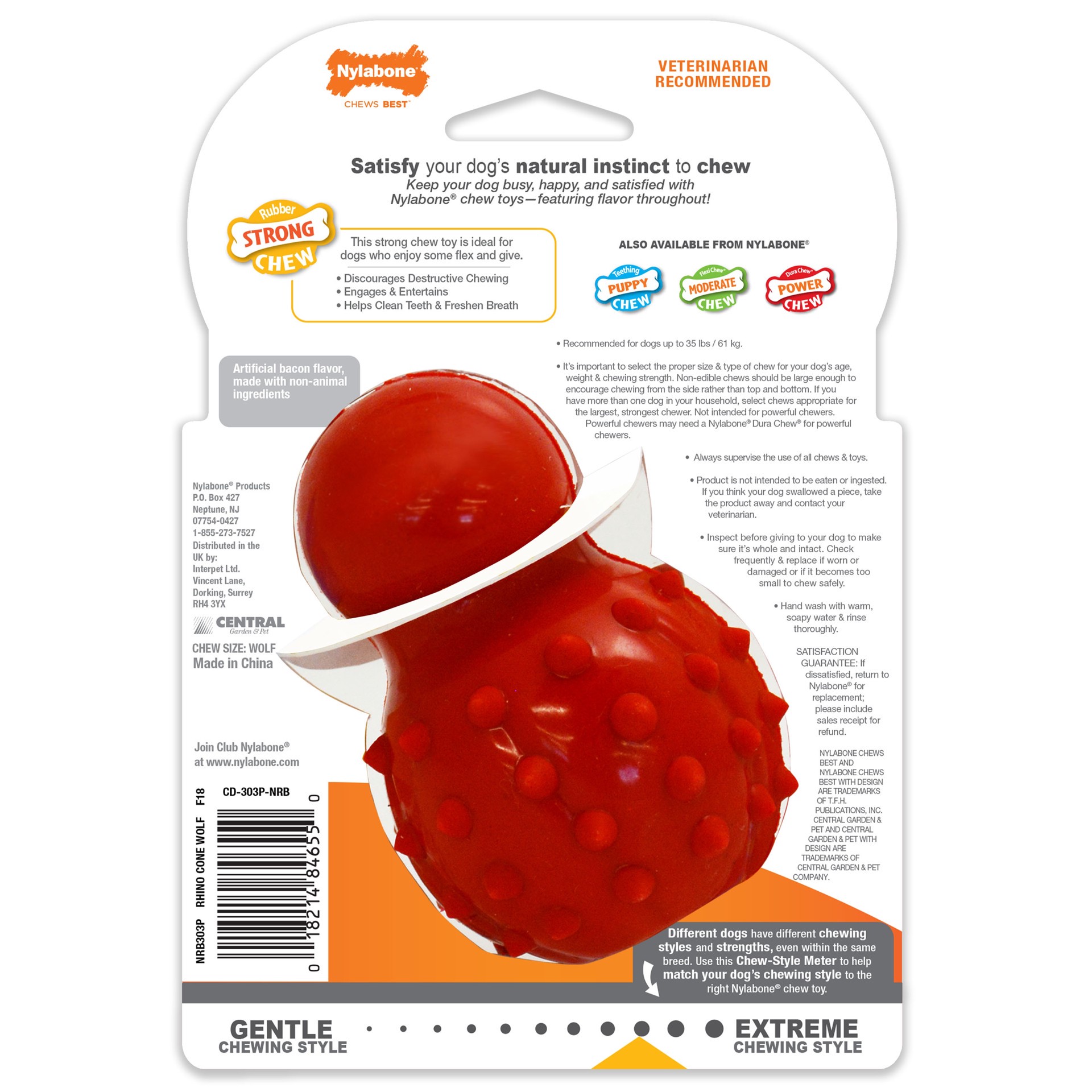 slide 2 of 6, Nylabone Strong Chew Stuffable Cone Rubber Interactive Dog Toy, 1 ct