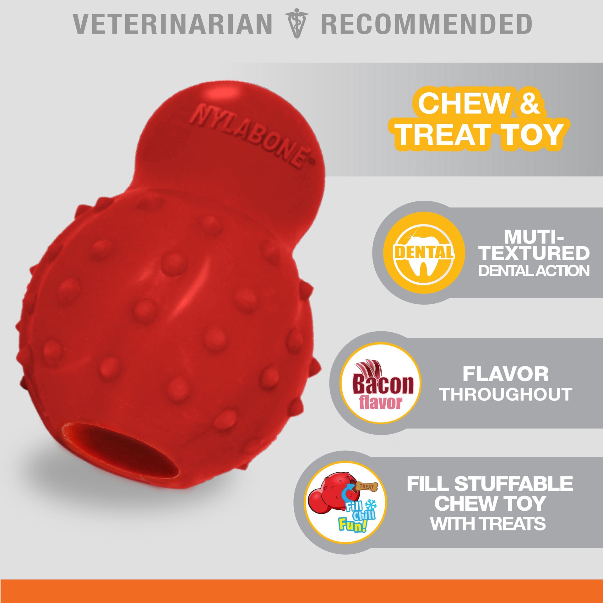 slide 3 of 6, Nylabone Strong Chew Stuffable Cone Rubber Interactive Dog Toy, 1 ct