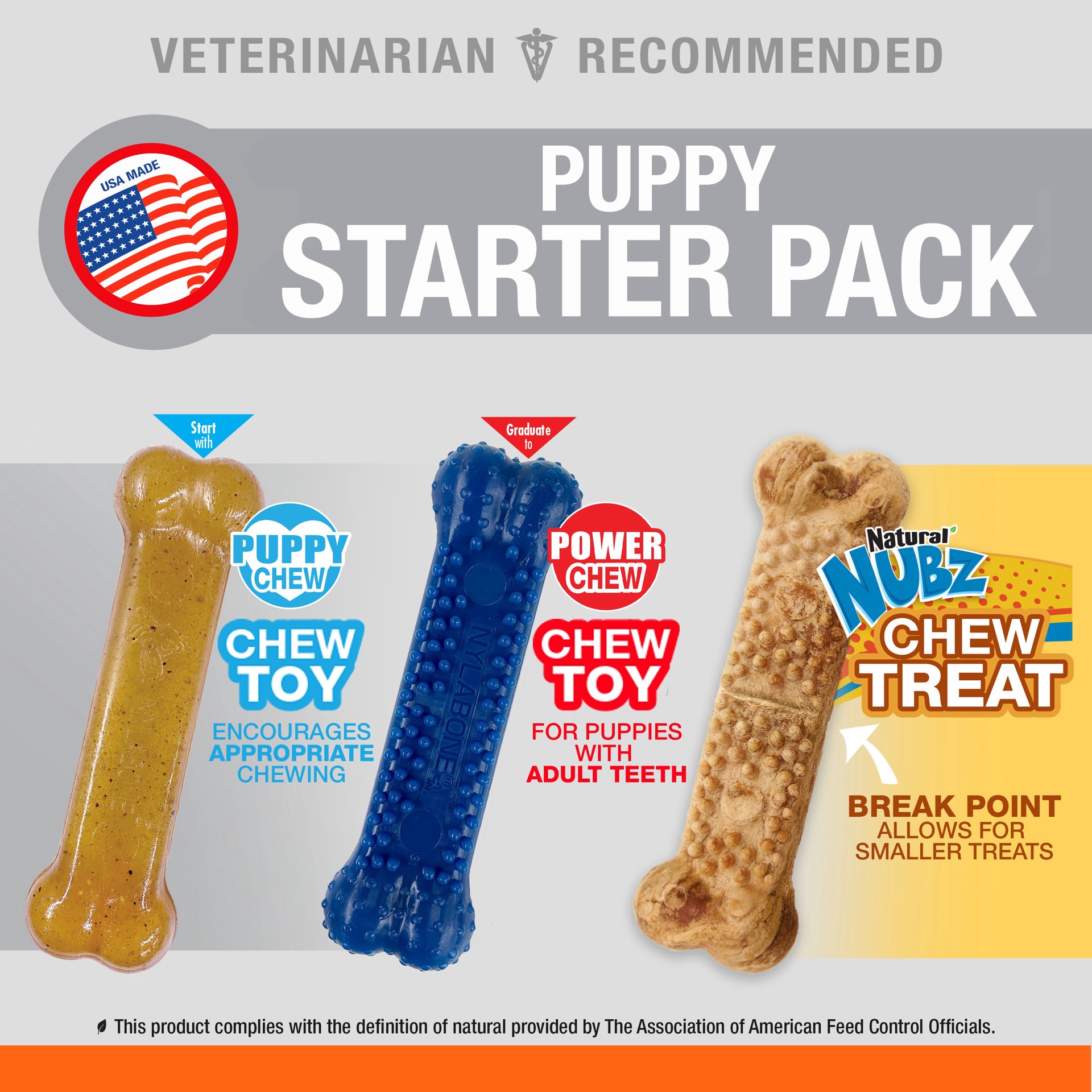 slide 2 of 6, Nylabone Puppy Starter Kit Nylon Chew Dog Toy, 1 ct