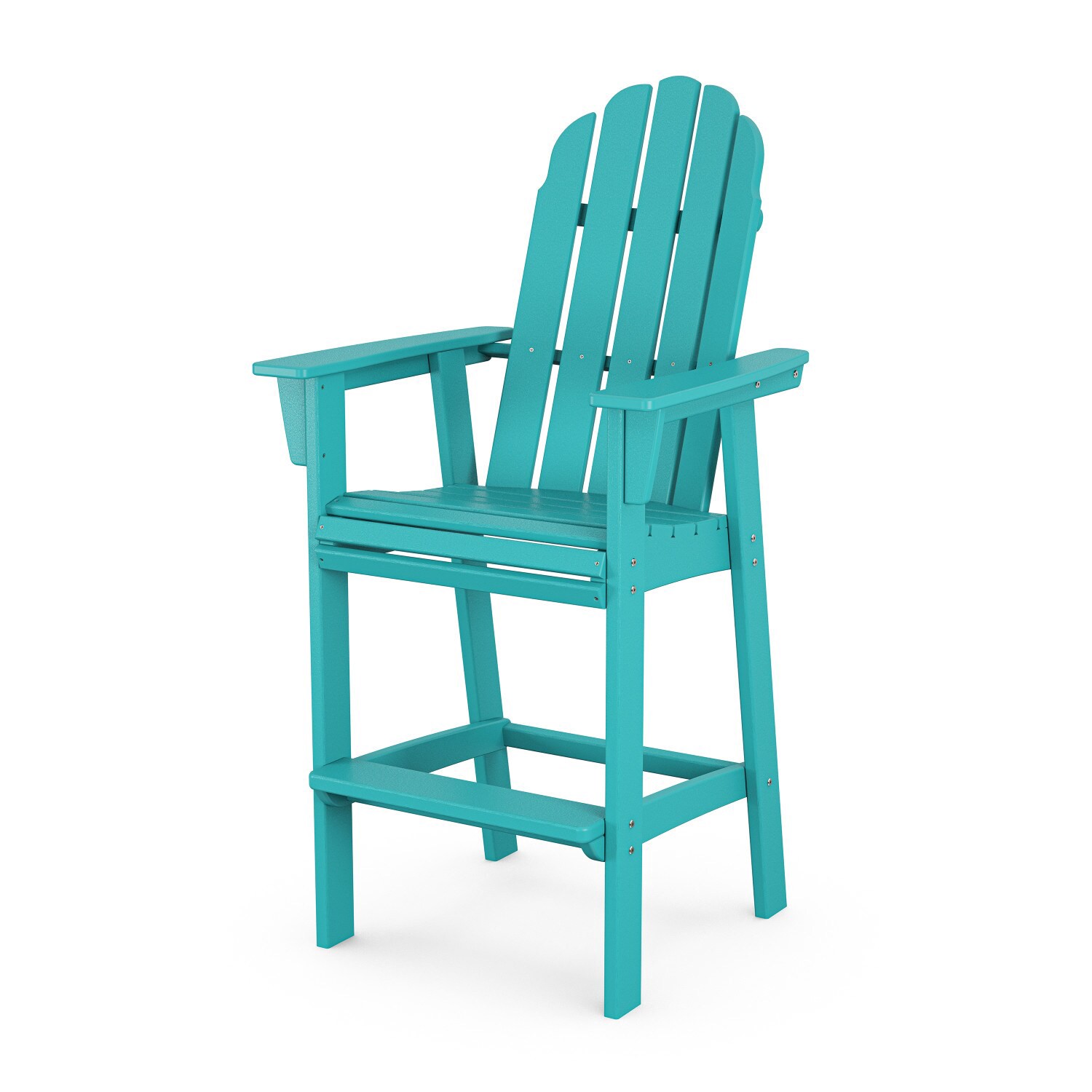 slide 3 of 6, allen + roth by POLYWOOD Oakport Aruba HDPE Frame Stationary Counter-height Chair with Slat Seat, 1 ct