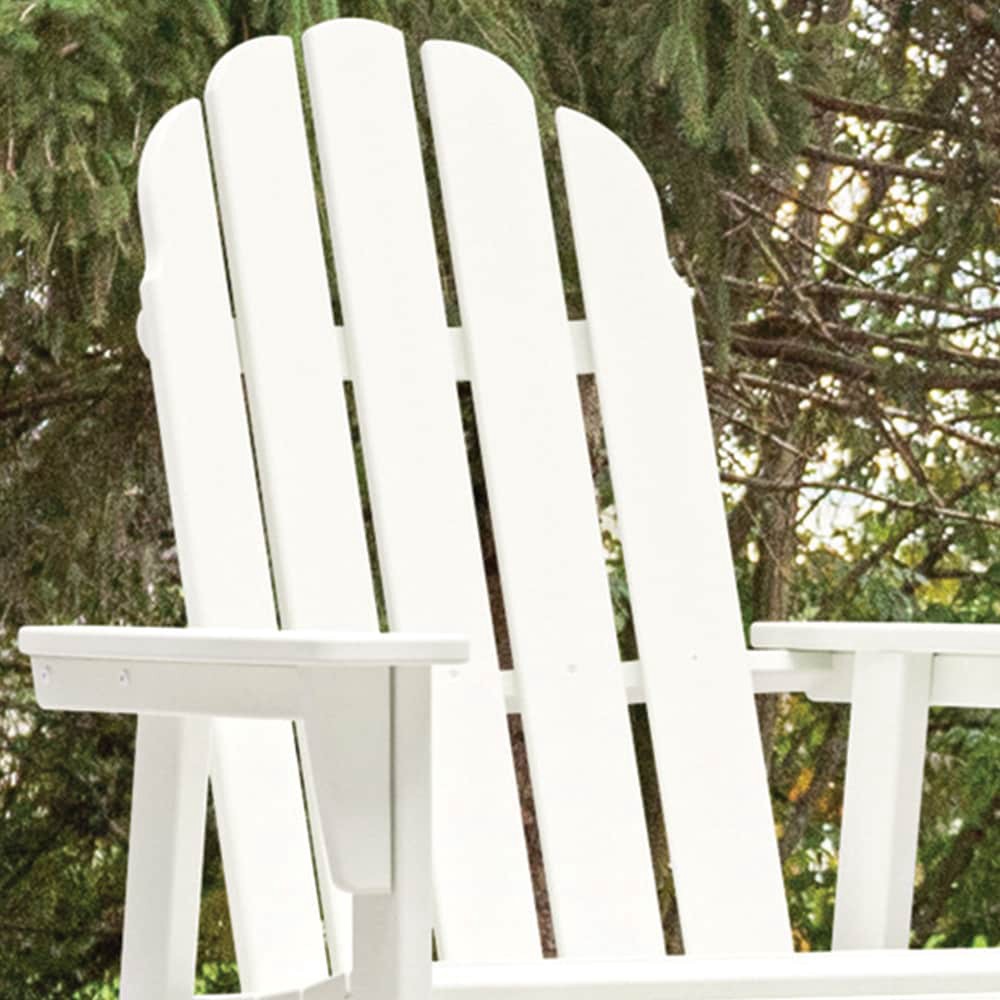 slide 2 of 6, allen + roth by POLYWOOD Oakport White HDPE Frame Stationary Counter-height Chair with Slat Seat, 1 ct