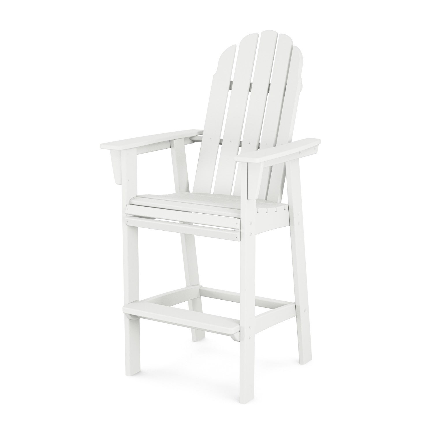 slide 4 of 6, allen + roth by POLYWOOD Oakport White HDPE Frame Stationary Counter-height Chair with Slat Seat, 1 ct