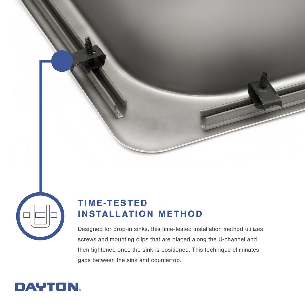 slide 5 of 6, Dayton Drop-in 25-in x 19-in Stainless steel Double equal bowl 22 -Gauge Kitchen Sink, 1 ct