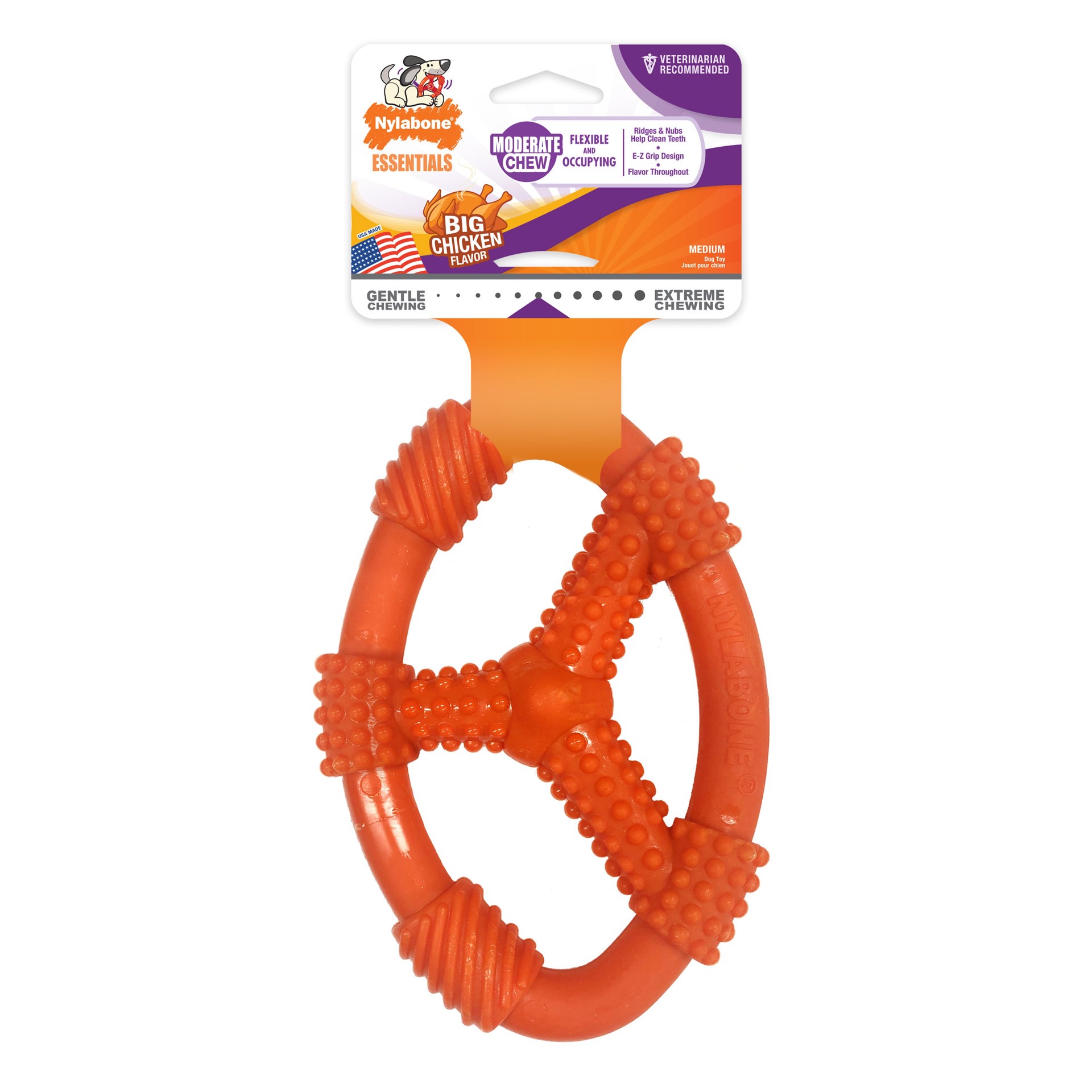 slide 1 of 6, Nylabone Moderate Chew Oval Ring Chicken Nylon Chew Dog Toy, 1 ct