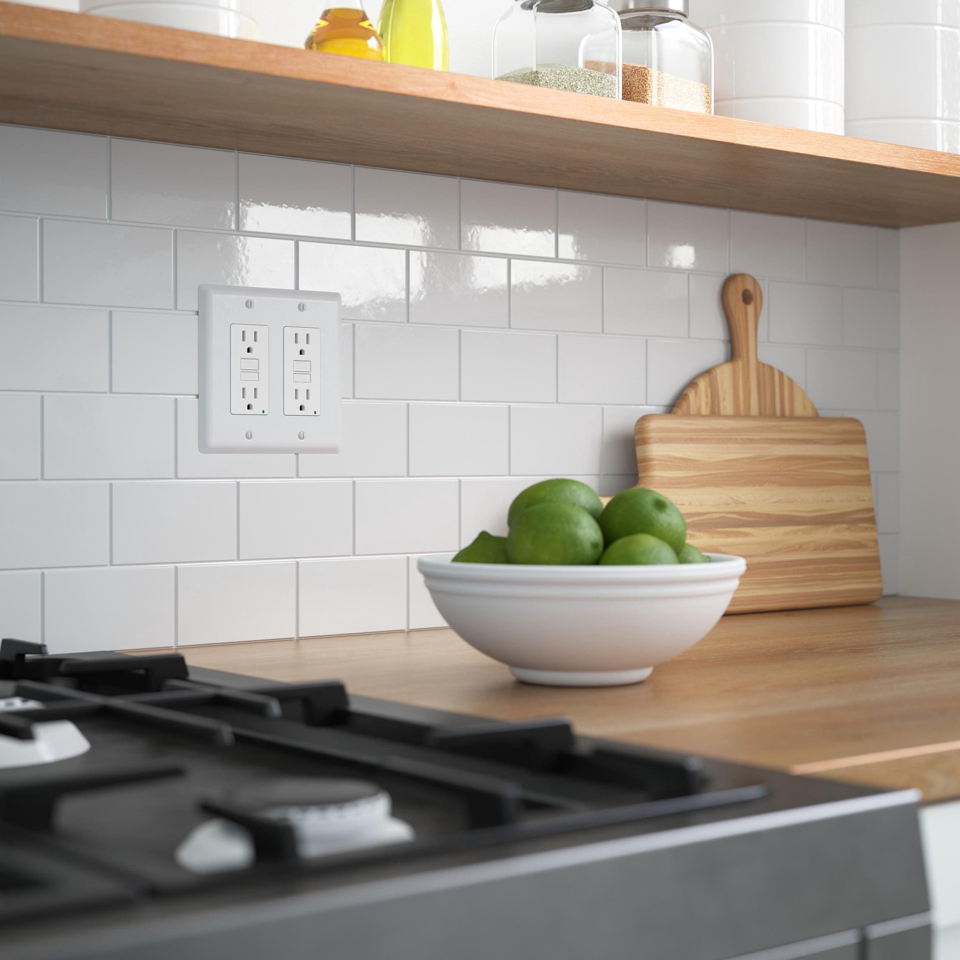 slide 2 of 6, allen + roth Simple Square 2 -Gang Standard Size Pure White Steel Indoor Decorator Wall Plate, 1 ct