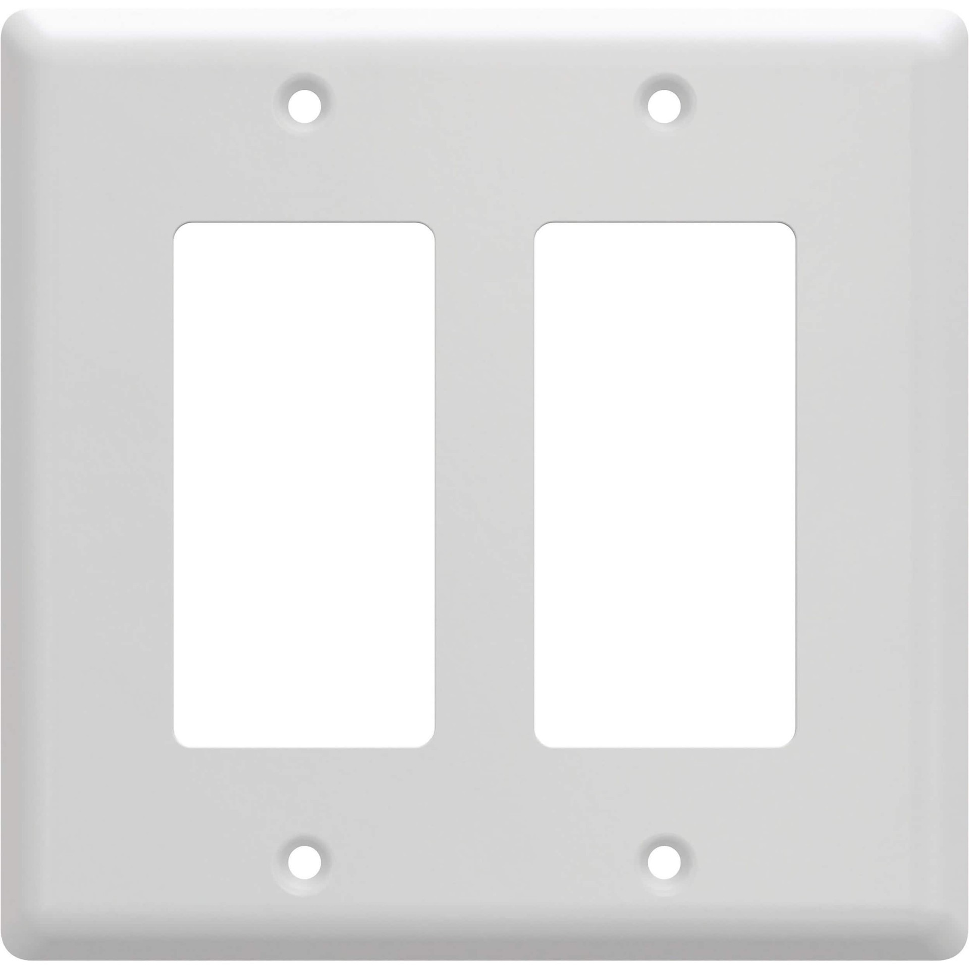 slide 1 of 6, allen + roth Simple Square 2 -Gang Standard Size Pure White Steel Indoor Decorator Wall Plate, 1 ct
