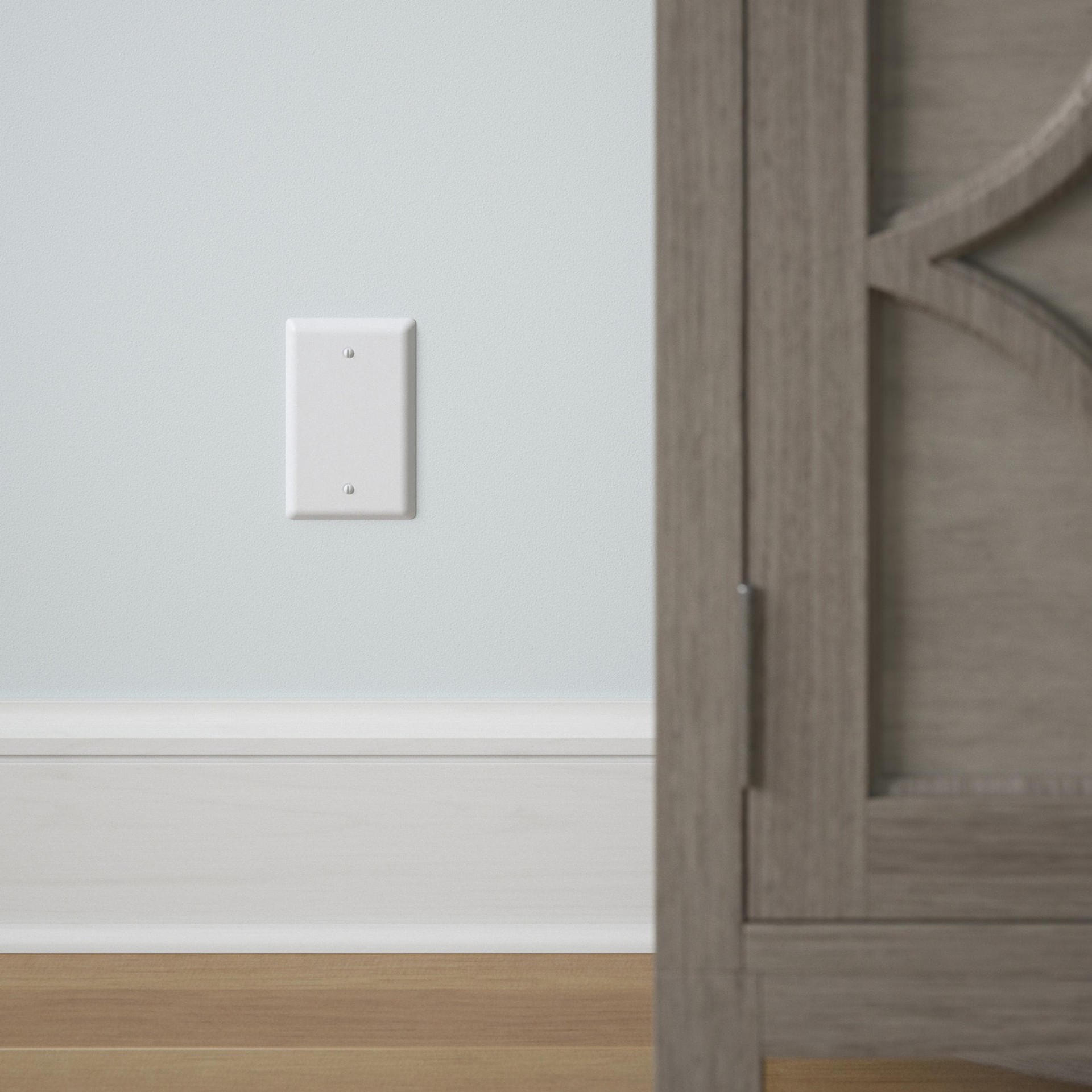 slide 2 of 6, allen + roth Simple Square 1 -Gang Standard Size Pure White Steel Indoor Blank Wall Plate, 1 ct