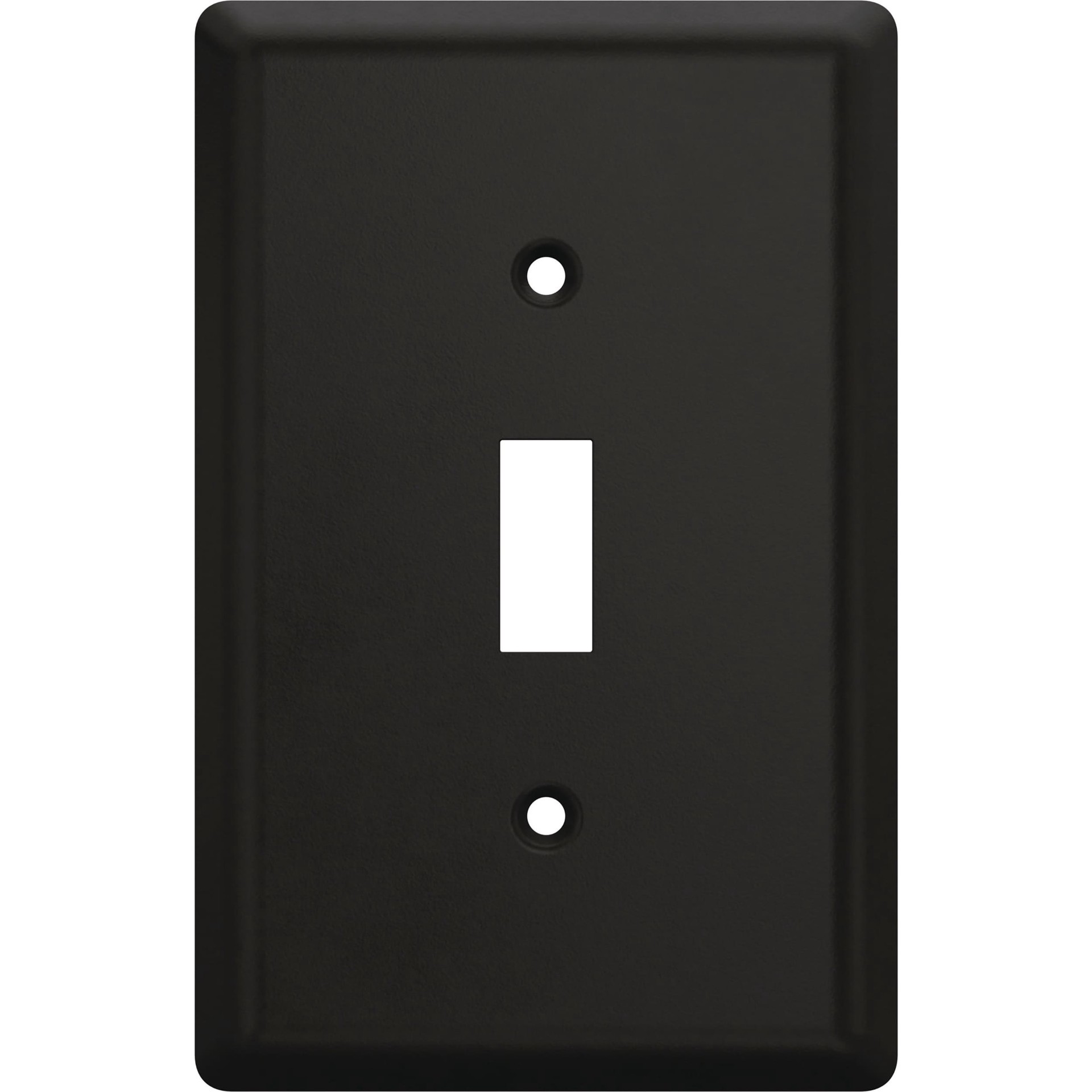 slide 1 of 6, allen + roth Simple Square 1 -Gang Standard Size Matte Black Steel Indoor Toggle Wall Plate, 1 ct