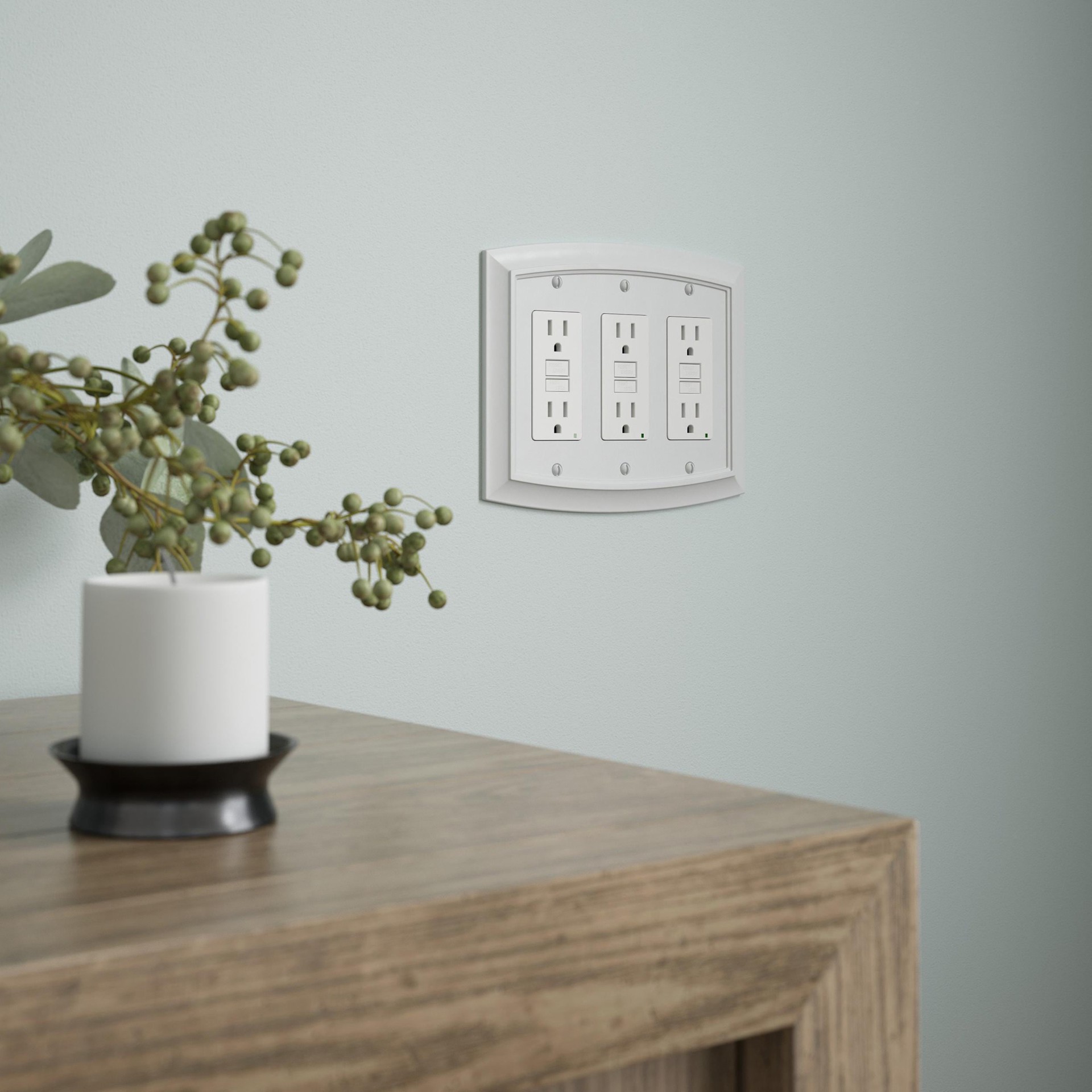 slide 2 of 6, allen + roth Chatham 3 -Gang Midsize Size Pure White Zinc Indoor Decorator Wall Plate, 1 ct