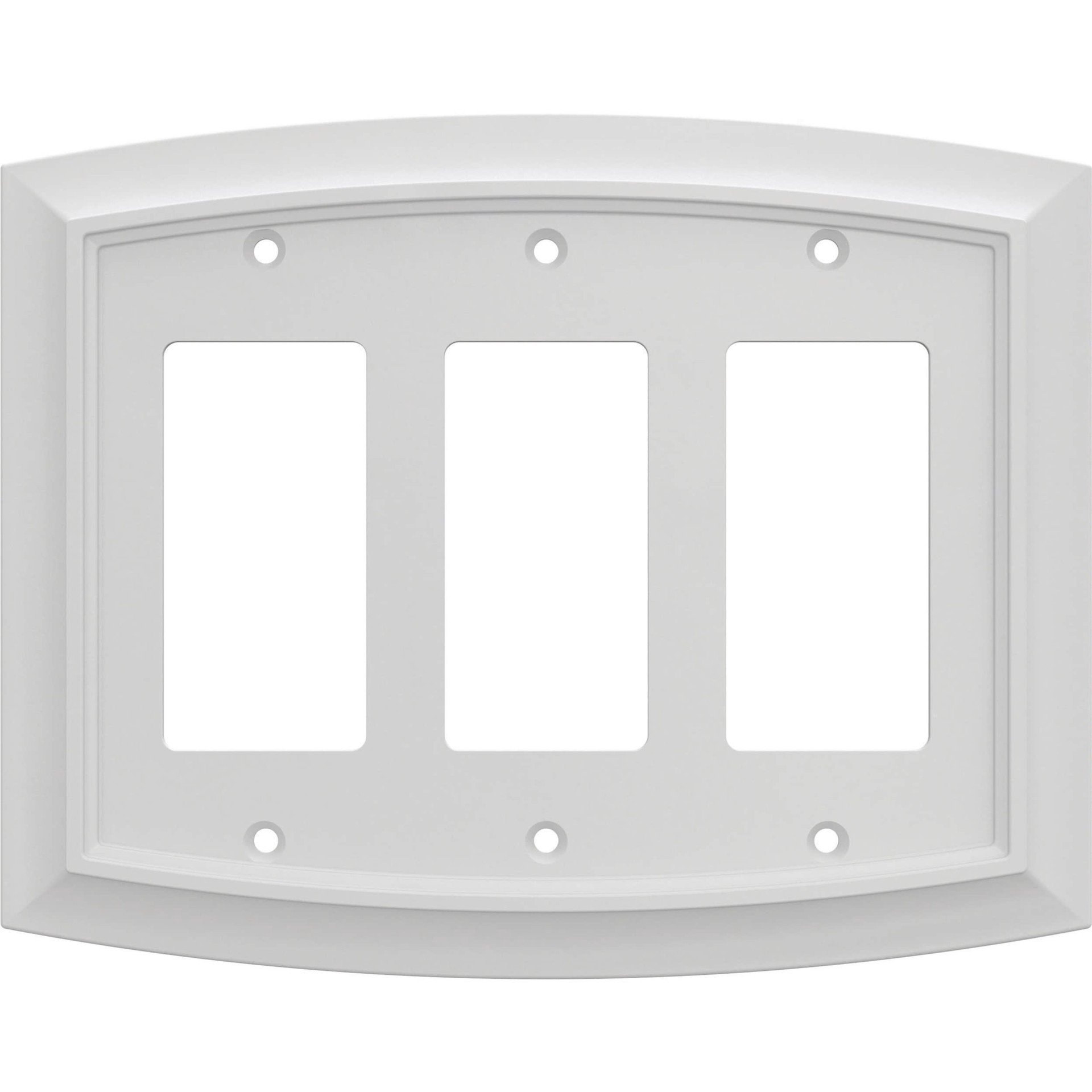 slide 1 of 6, allen + roth Chatham 3 -Gang Midsize Size Pure White Zinc Indoor Decorator Wall Plate, 1 ct