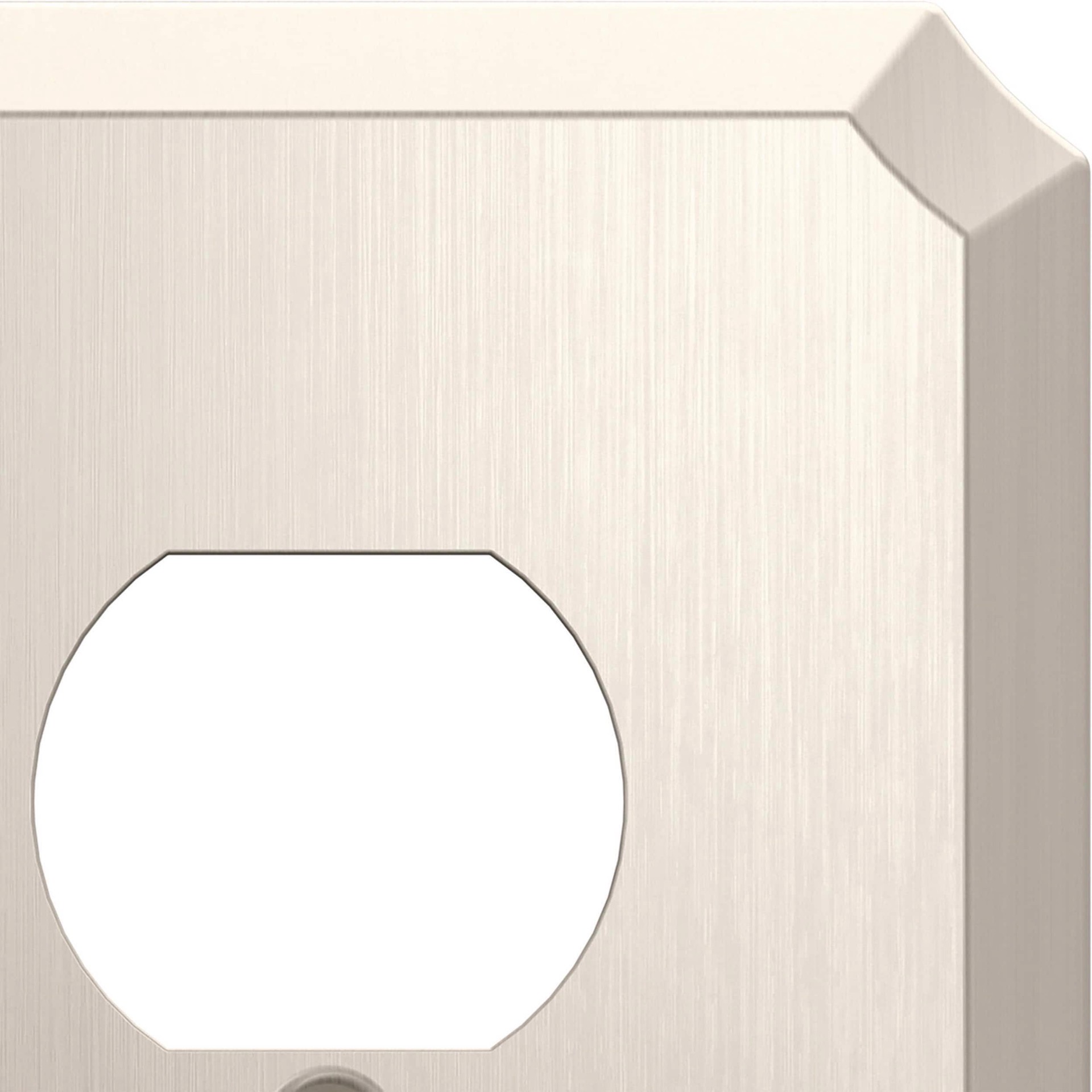 slide 3 of 6, allen + roth Advington 1 -Gang Midsize Size Satin Nickel Steel Indoor Duplex Wall Plate, 1 ct