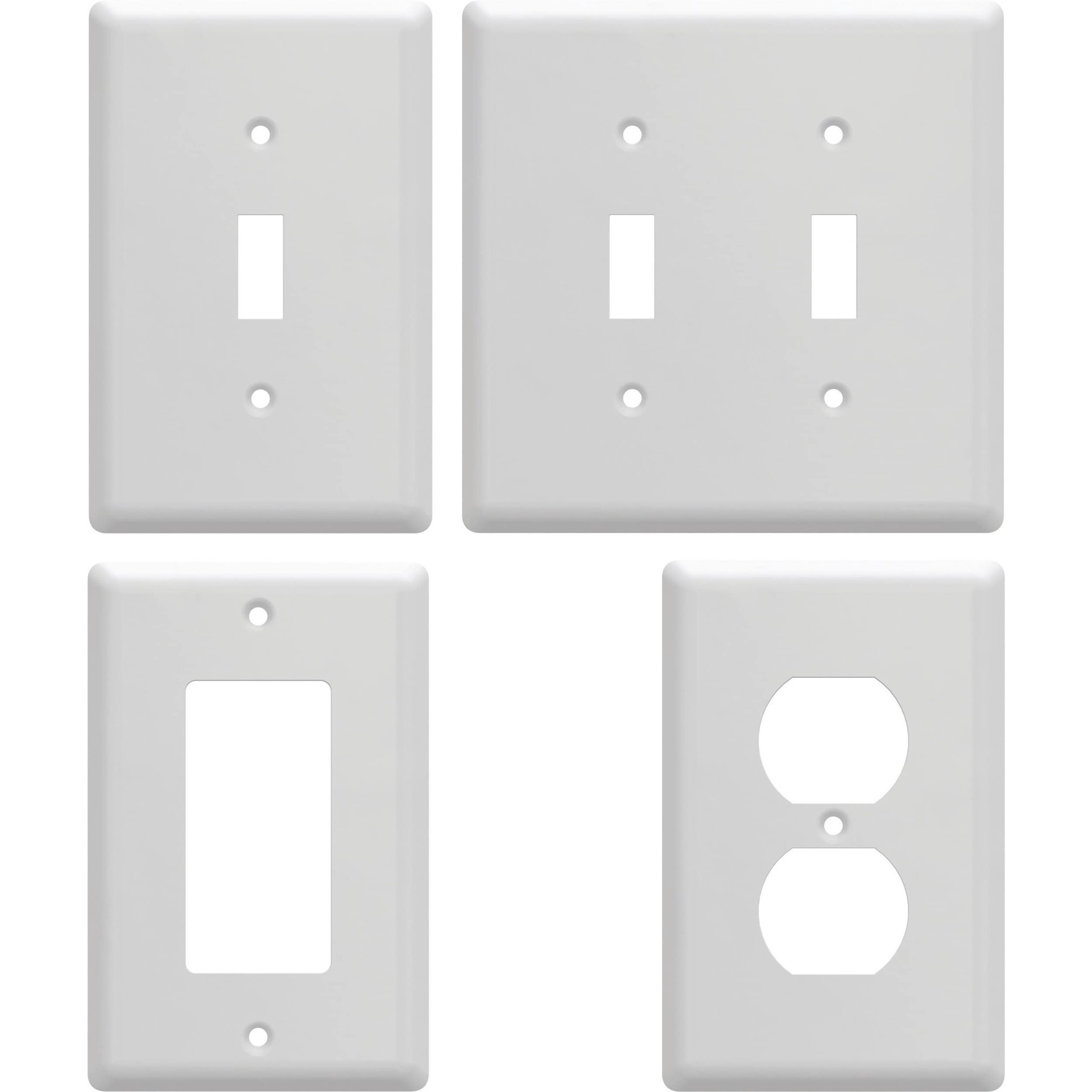 slide 4 of 6, allen + roth Simple Square 3 -Gang Standard Size Pure White Steel Indoor Toggle Wall Plate, 1 ct