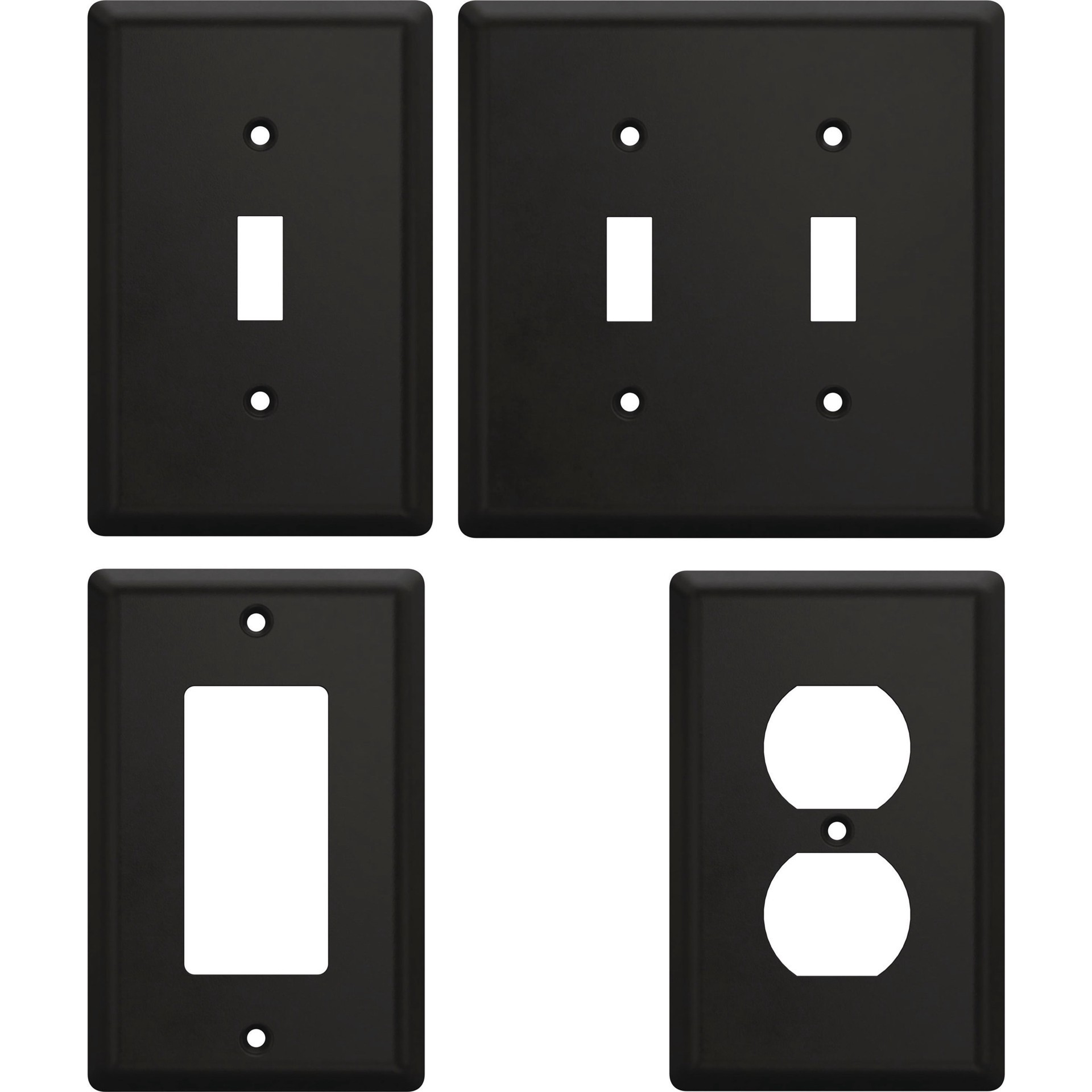 slide 4 of 6, allen + roth Simple Square 1 -Gang Standard Size Matte Black Steel Indoor Blank Wall Plate, 1 ct