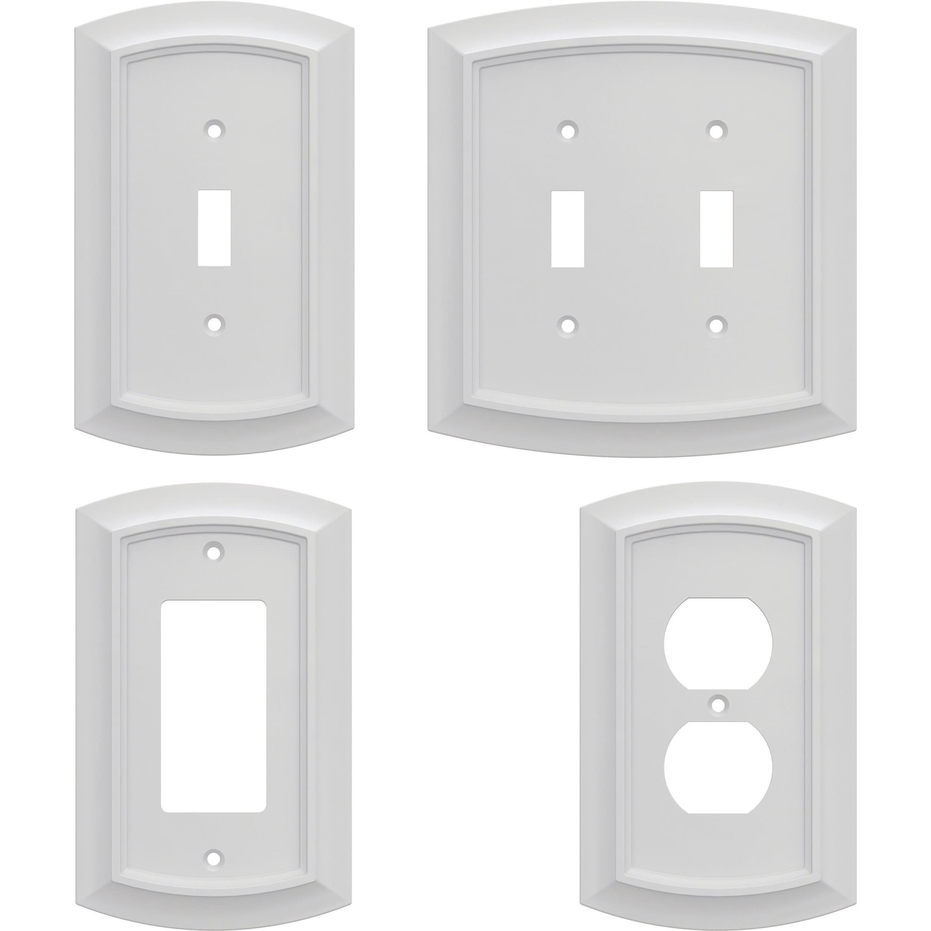 slide 4 of 6, allen + roth Chatham 2 -Gang Midsize Size Pure White Zinc Indoor Decorator Wall Plate, 1 ct