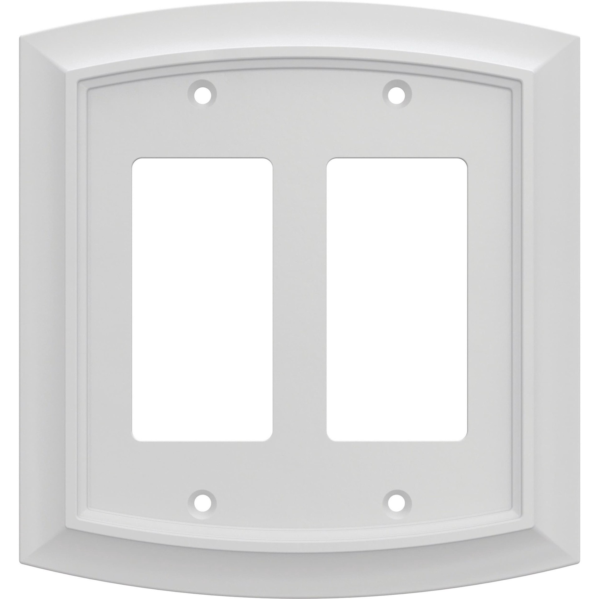 slide 1 of 6, allen + roth Chatham 2 -Gang Midsize Size Pure White Zinc Indoor Decorator Wall Plate, 1 ct