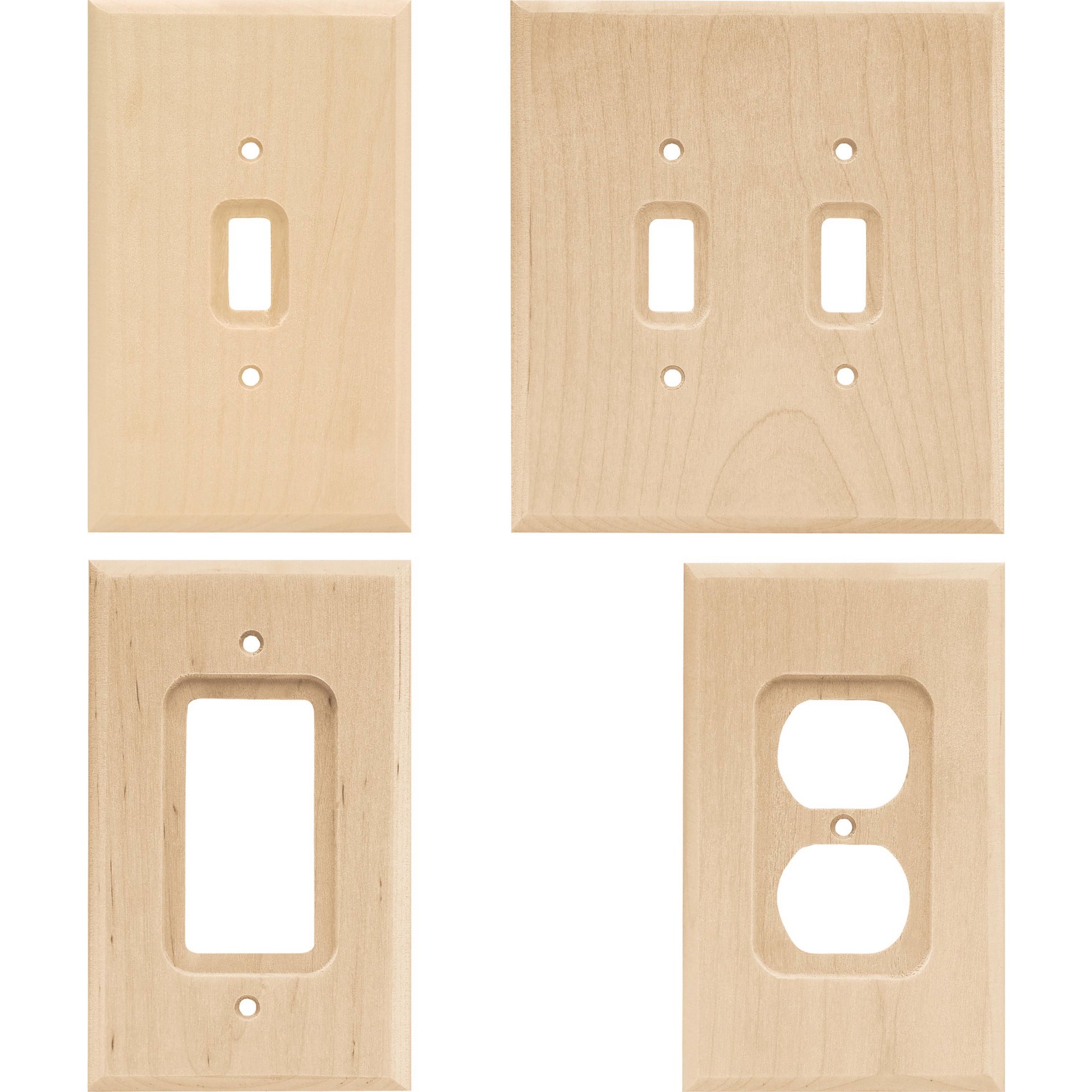 slide 4 of 6, allen + roth Wood Square 3 -Gang Midsize Size Unfinished Wood Wood Indoor Decorator Wall Plate, 1 ct