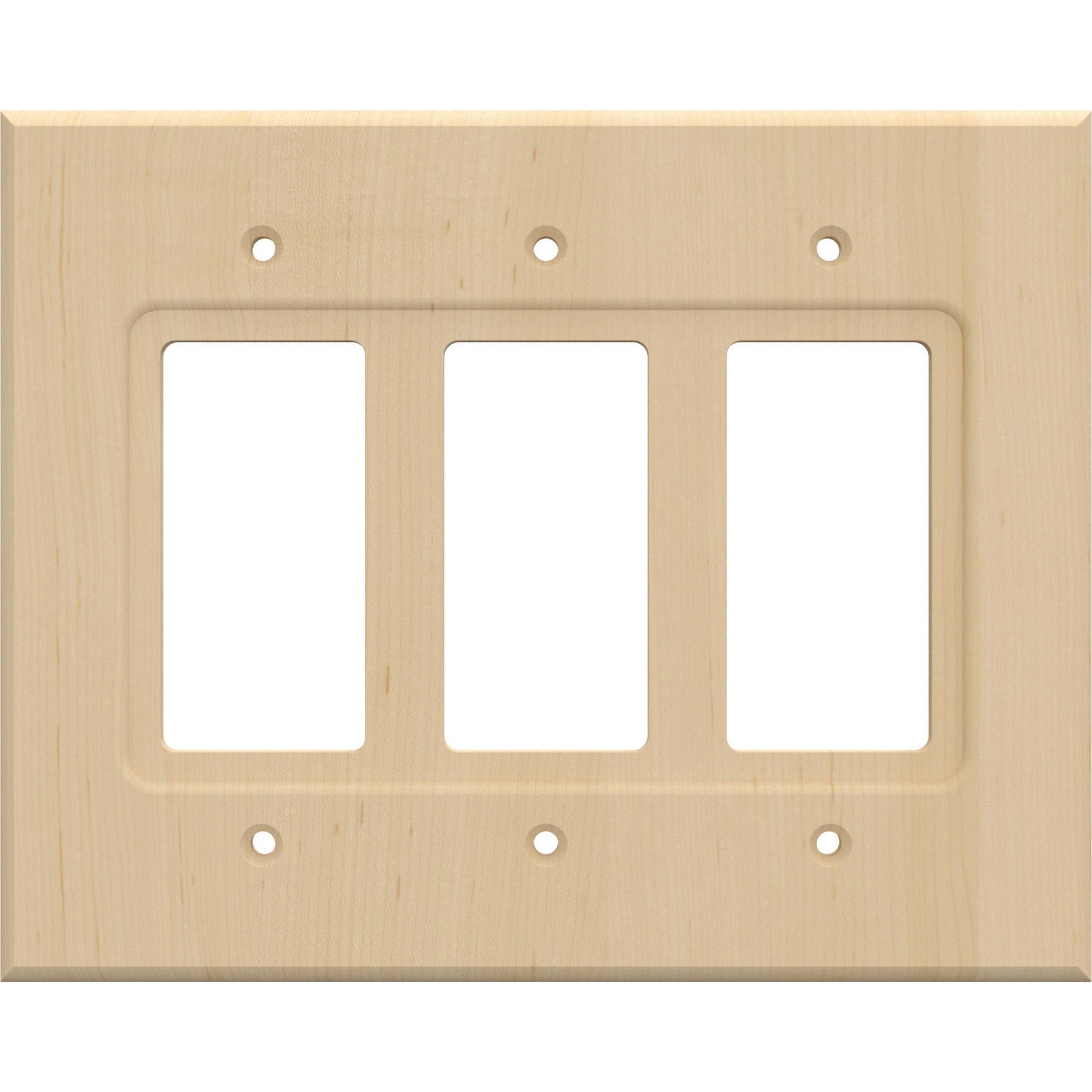 slide 1 of 6, allen + roth Wood Square 3 -Gang Midsize Size Unfinished Wood Wood Indoor Decorator Wall Plate, 1 ct