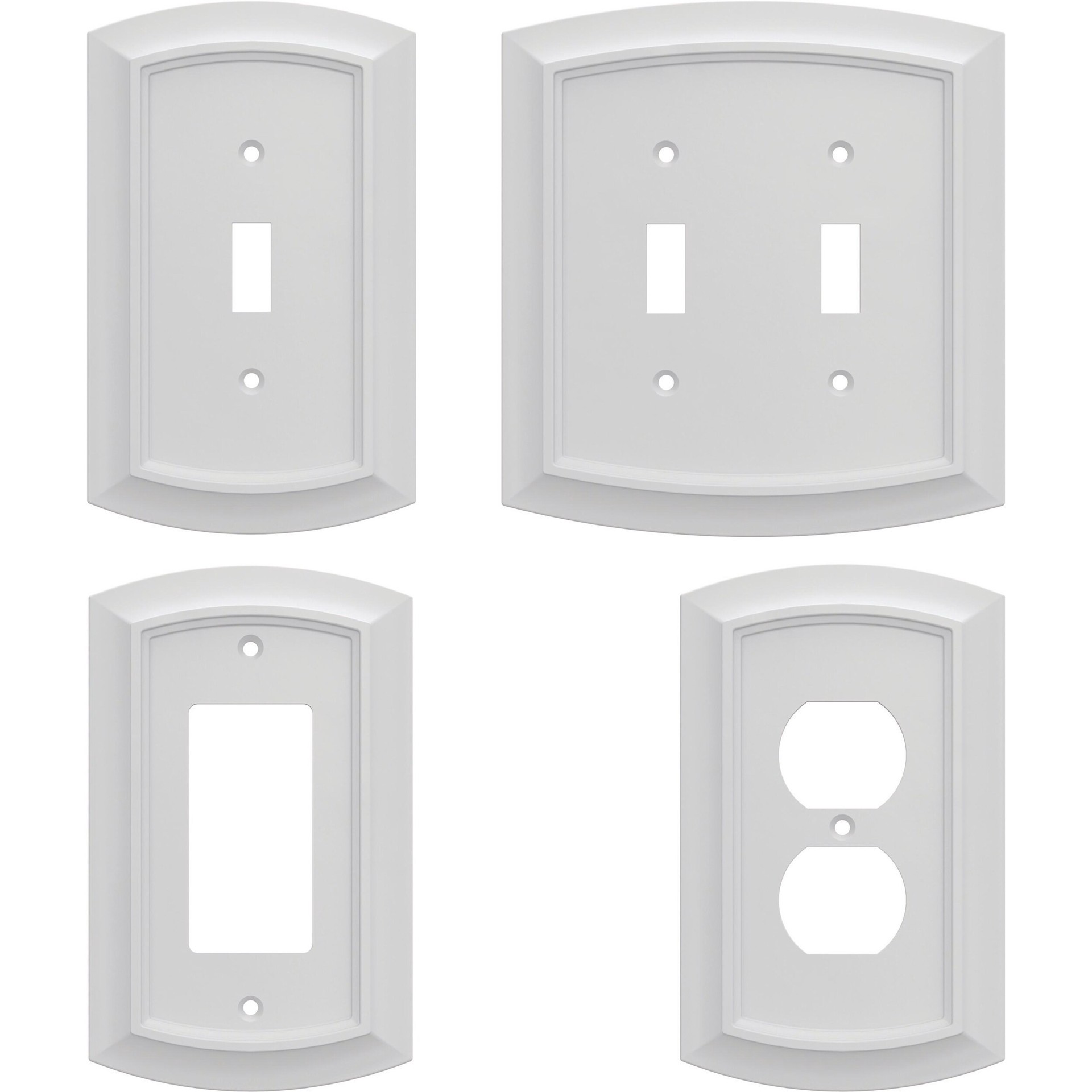 slide 4 of 6, allen + roth Chatham 3 -Gang Midsize Size Pure White Zinc Indoor Toggle Wall Plate, 1 ct
