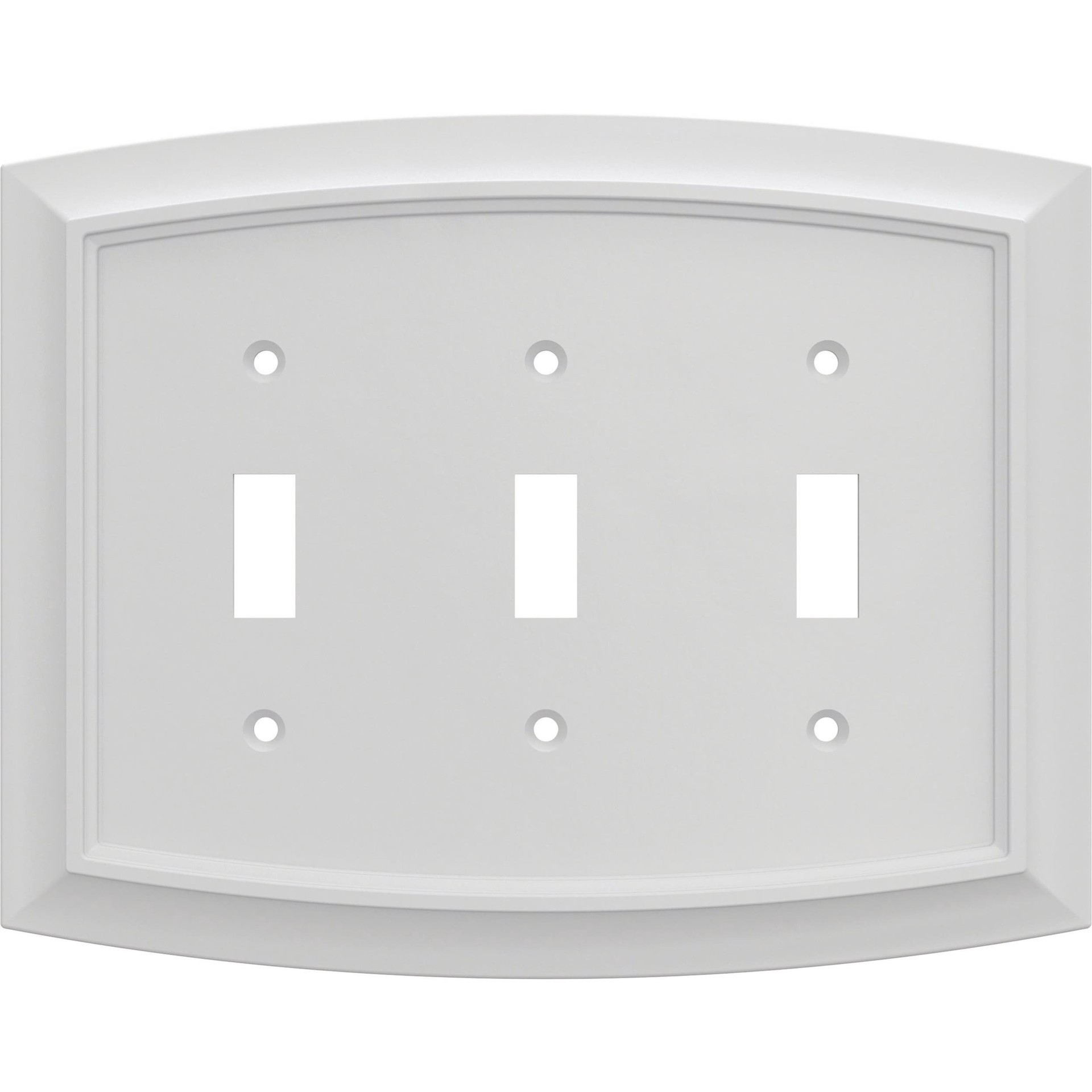 slide 1 of 6, allen + roth Chatham 3 -Gang Midsize Size Pure White Zinc Indoor Toggle Wall Plate, 1 ct
