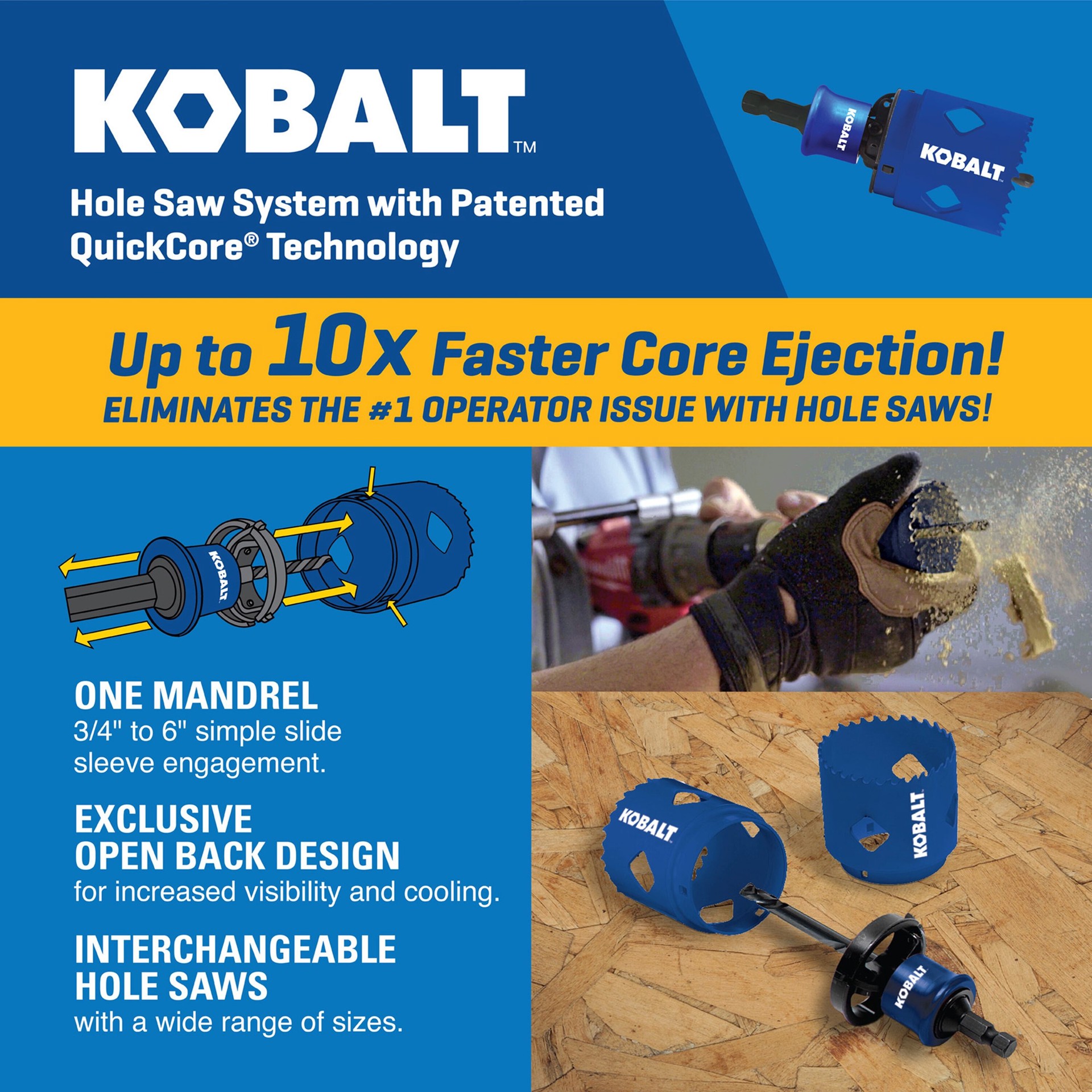 slide 5 of 6, Kobalt Bi-metal Non-arbored Hole saw kit Set with Hard Case, 1 ct