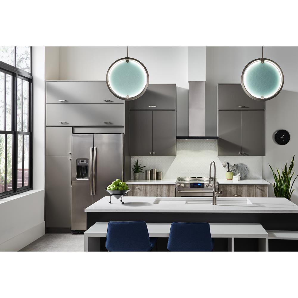 slide 2 of 6, Broan 30 inch Convertible 450-CFM Stainless steel with black glass Wall-Mounted Range Hood with Charcoal Filter, 1 ct