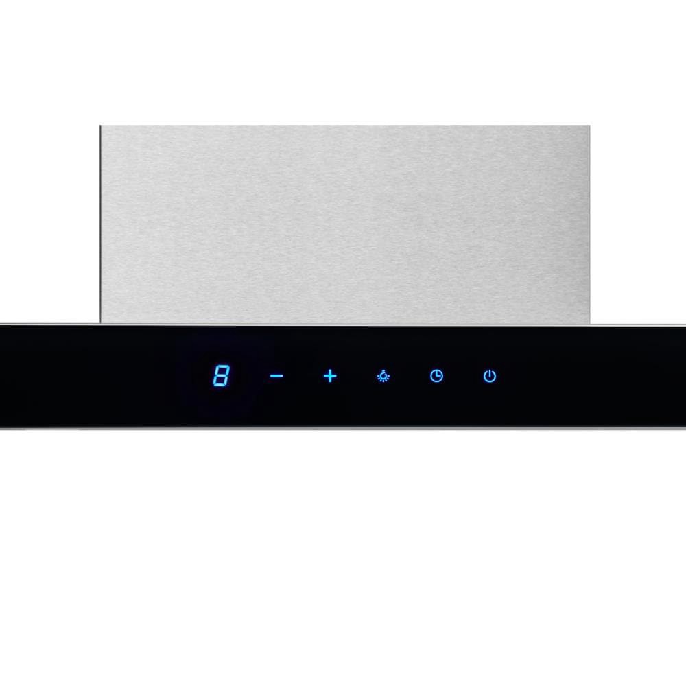 slide 4 of 6, Broan 30 inch Convertible 450-CFM Stainless steel with black glass Wall-Mounted Range Hood with Charcoal Filter, 1 ct