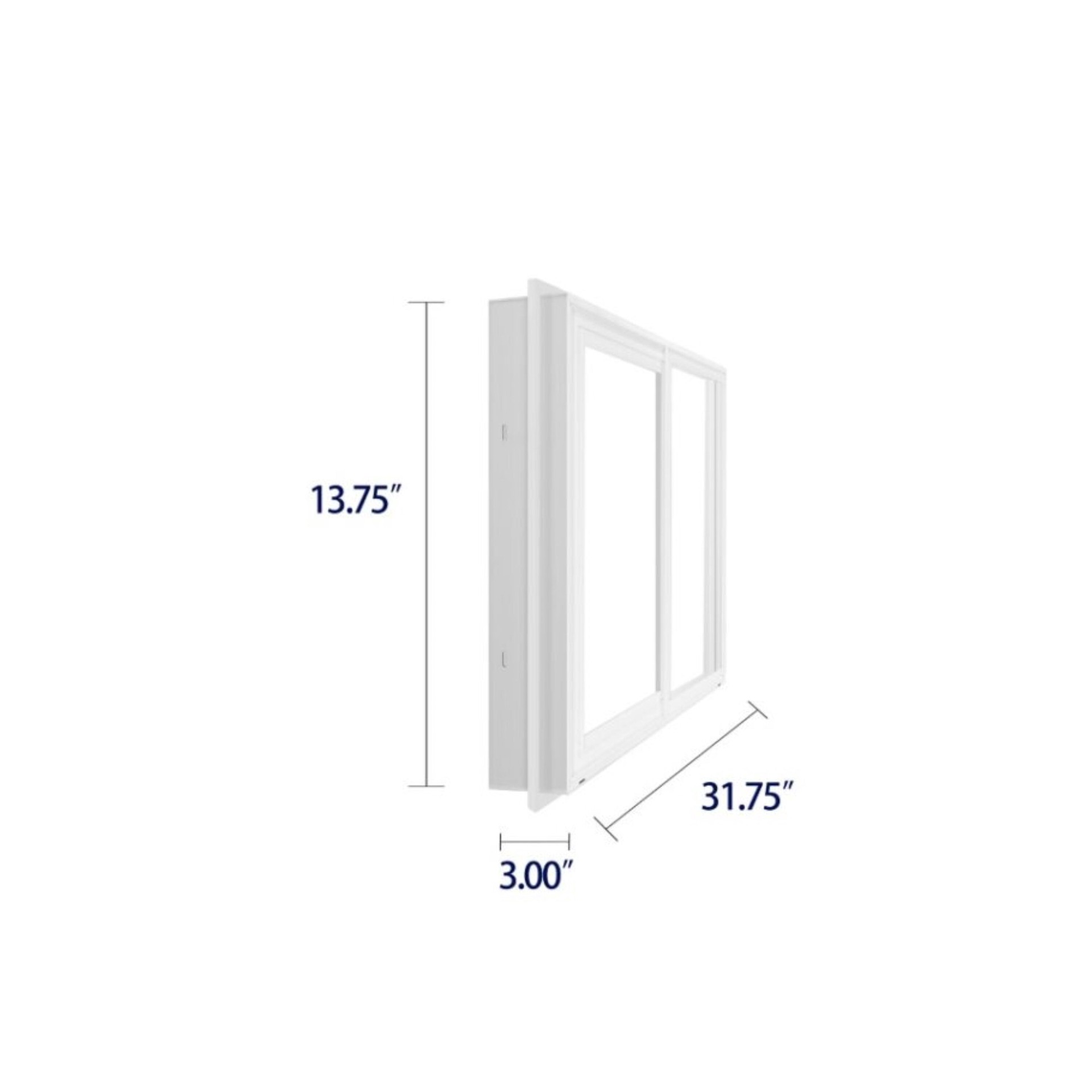 slide 4 of 6, RELIABILT 31-3/4-in x 13-3/4-in White Exterior White Interior Left-Handed Vinyl Sliding Window Double strength (Half Screen Included), 1 ct