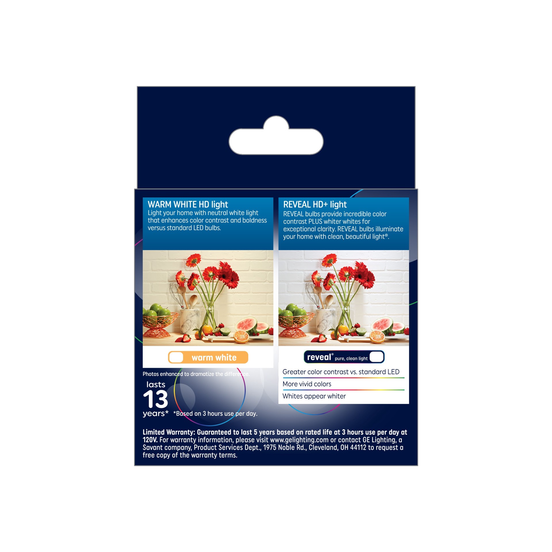 slide 3 of 6, GE Reveal HD 40 -Watt EQ A15 Switchable white Dimmable LED General purpose Light Bulb 2 -Pack, 1 ct