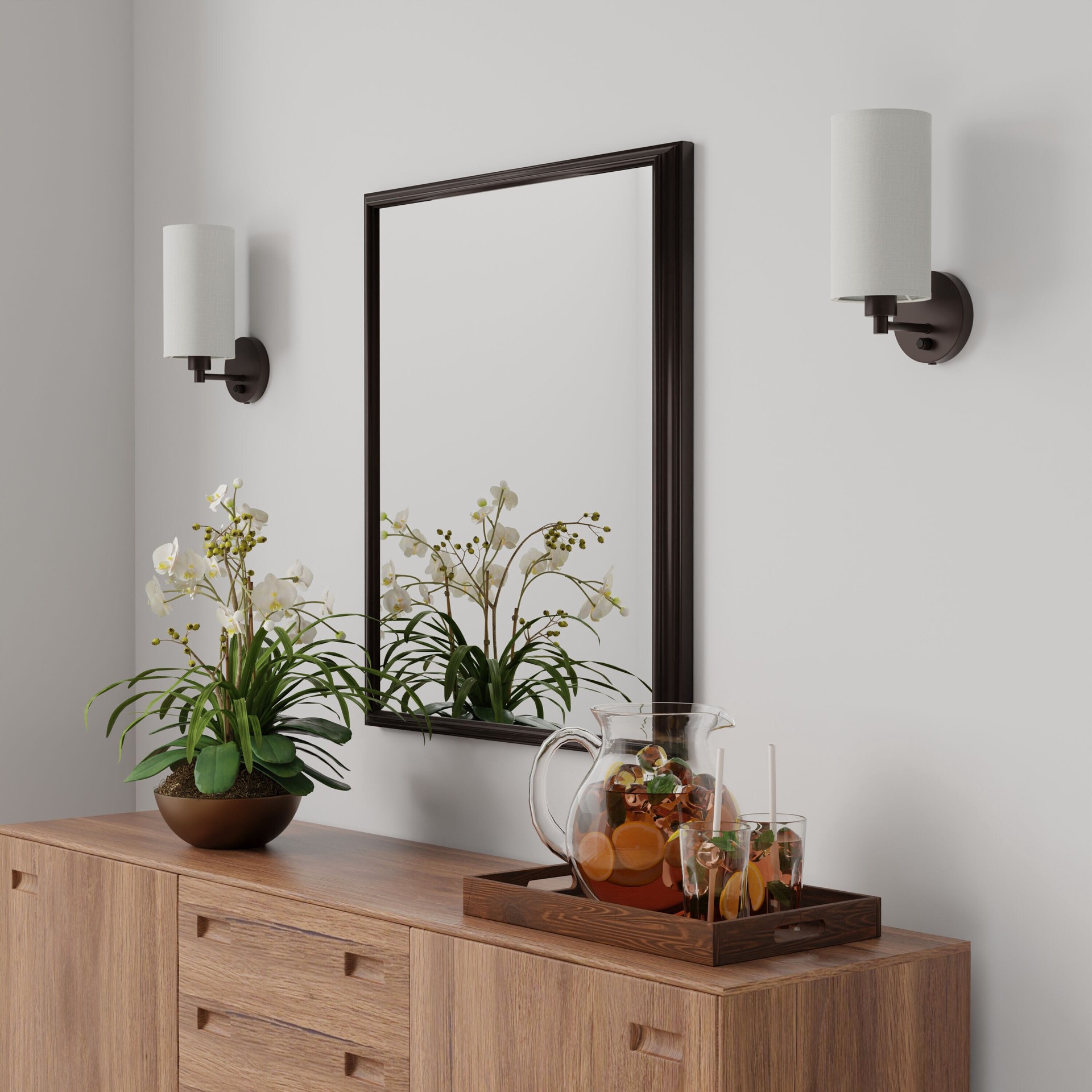 slide 4 of 6, allen + roth Korto 5-in W 1 -Light Bronze Transitional Wall Sconce, 1 ct