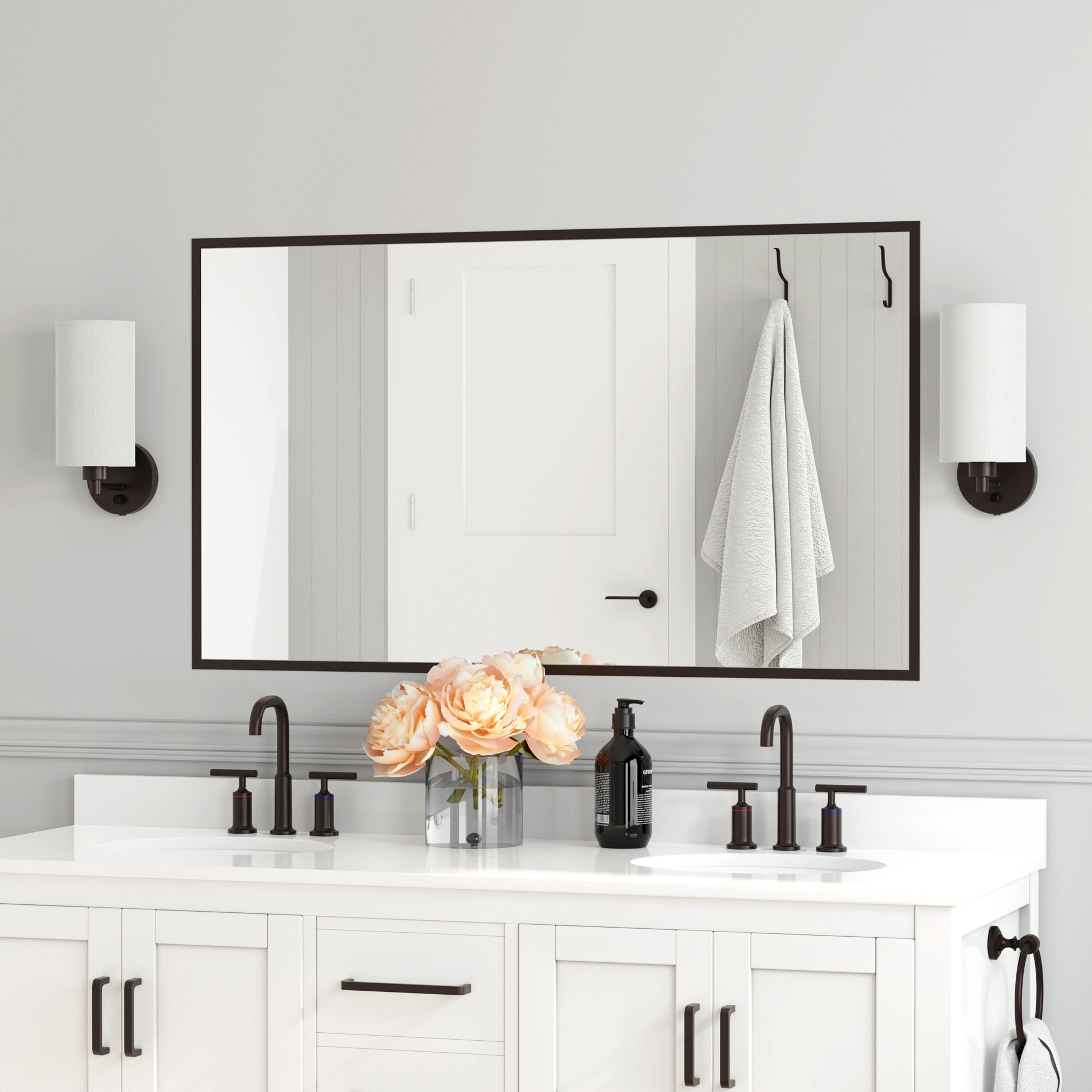 slide 5 of 6, allen + roth Korto 5-in W 1 -Light Bronze Transitional Wall Sconce, 1 ct