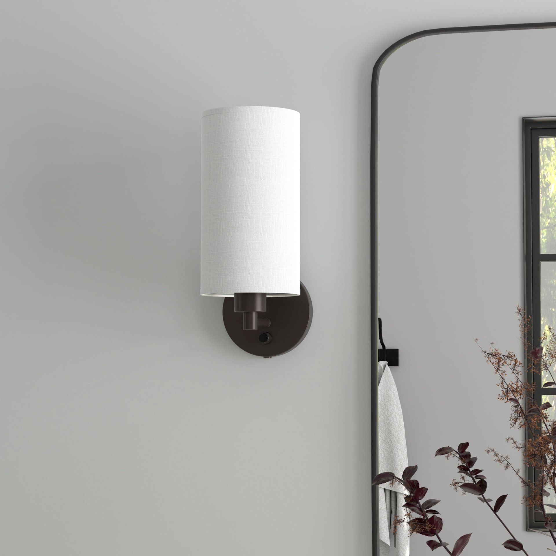 slide 1 of 6, allen + roth Korto 5-in W 1 -Light Bronze Transitional Wall Sconce, 1 ct