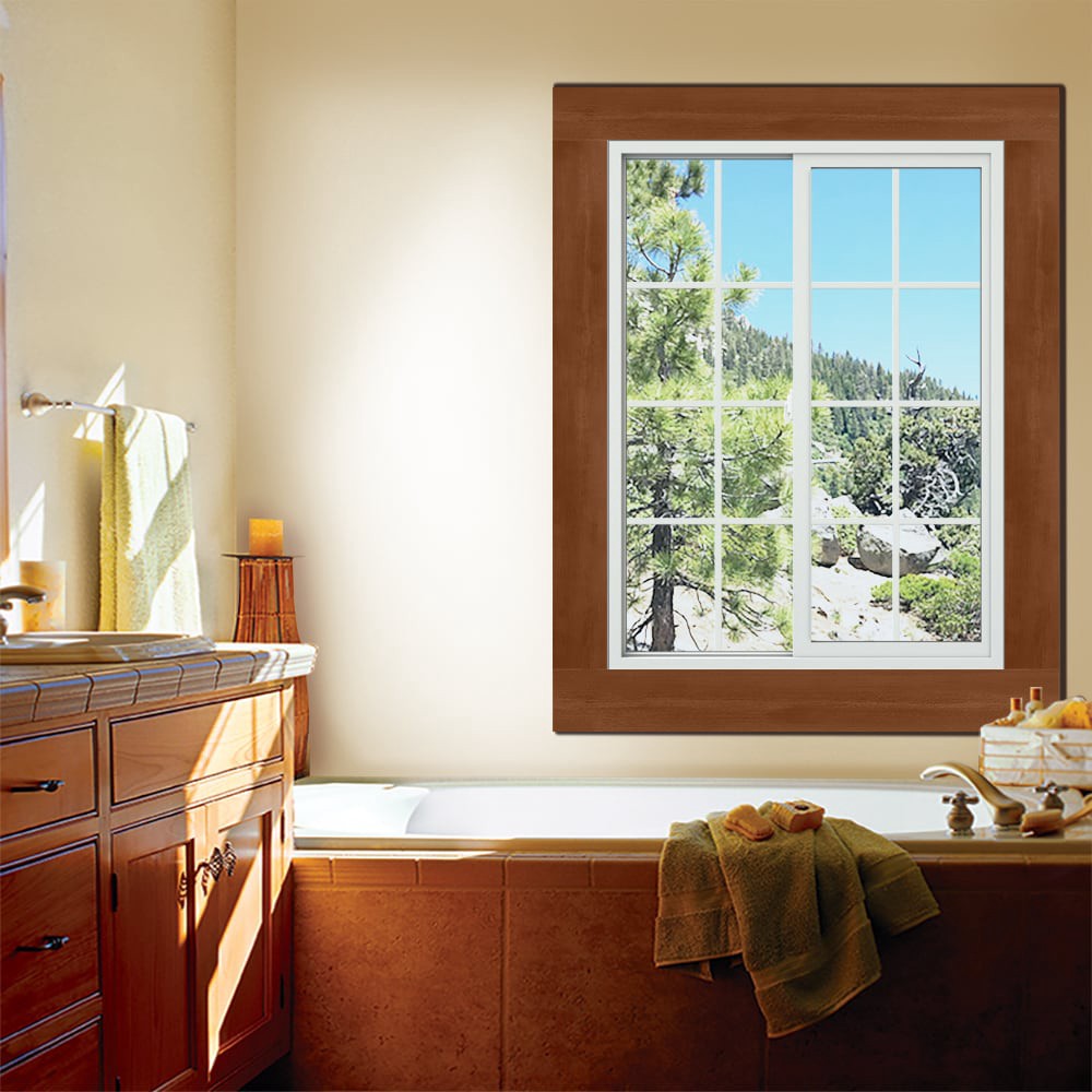 slide 5 of 6, JELD-WEN V-2500 White Exterior White Interior Left-Handed Vinyl Sliding Window Annealed Glass with Grids (Full Screen Included), 1 ct