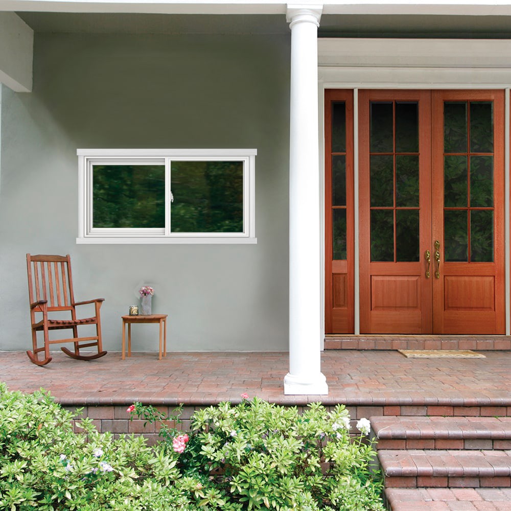 slide 4 of 6, JELD-WEN V-2500 White Exterior White Interior Left-Handed Vinyl Sliding Window Annealed Glass (Full Screen Included), 1 ct