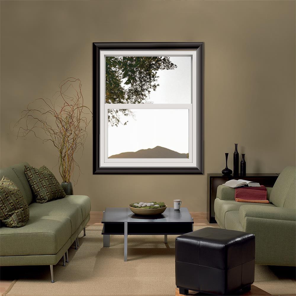 slide 4 of 6, JELD-WEN V-2500 White Exterior Vinyl New construction Single Hung Window Low-E argon Double Pane Glass (Half Screen Included), 1 ct