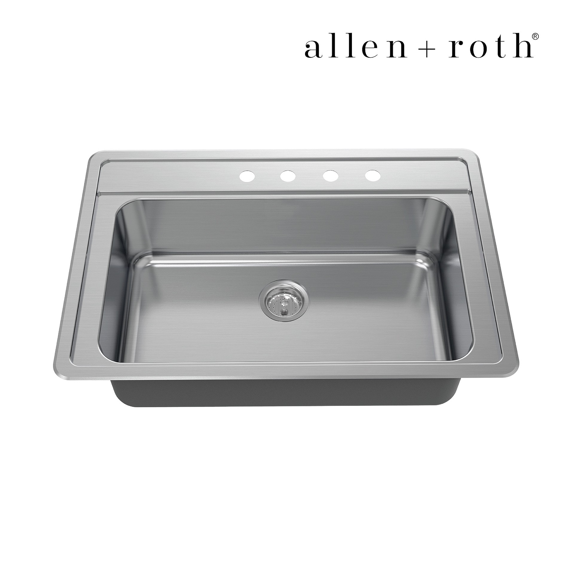 slide 3 of 6, allen + roth Fenway Drop-in 33-in x 22-in Stainless steel Single bowl 20 -Gauge Kitchen Sink, 1 ct