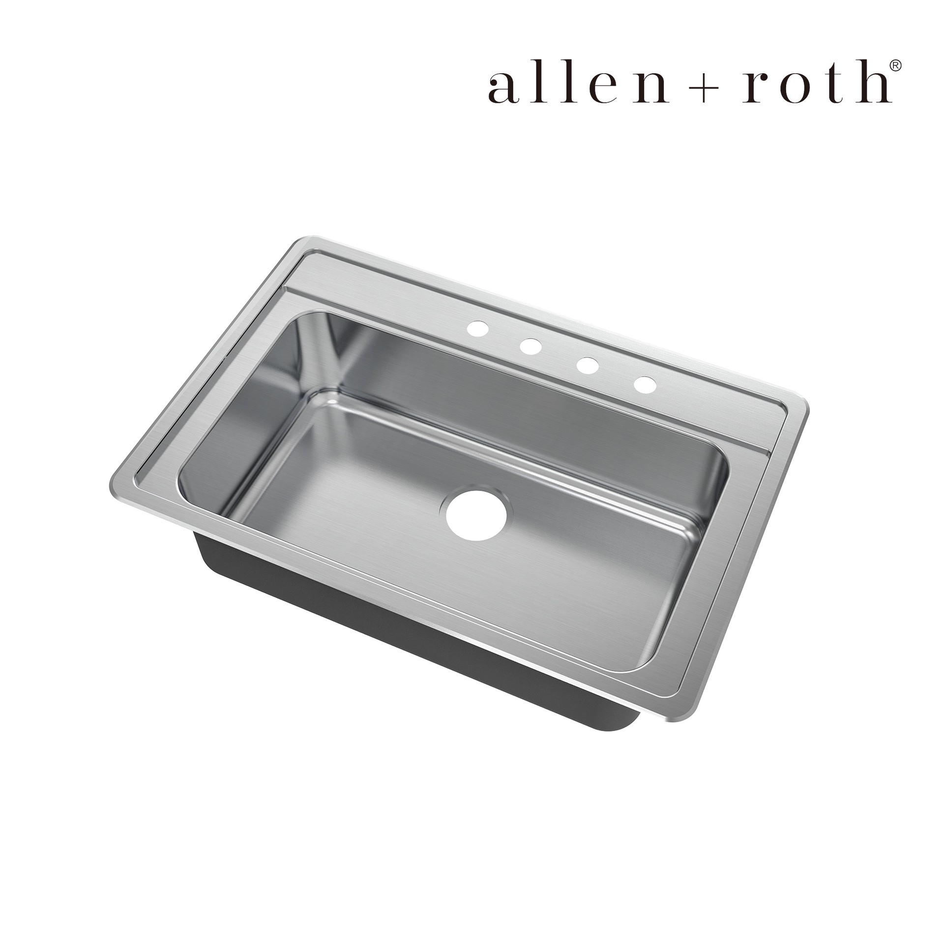slide 4 of 6, allen + roth Fenway Drop-in 33-in x 22-in Stainless steel Single bowl 20 -Gauge Kitchen Sink, 1 ct