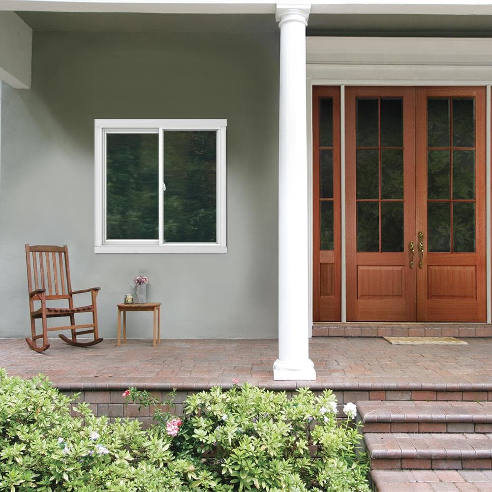 slide 4 of 6, JELD-WEN V-2500 White Exterior White Interior Left-Handed Vinyl Sliding Window Annealed Glass (Full Screen Included), 1 ct